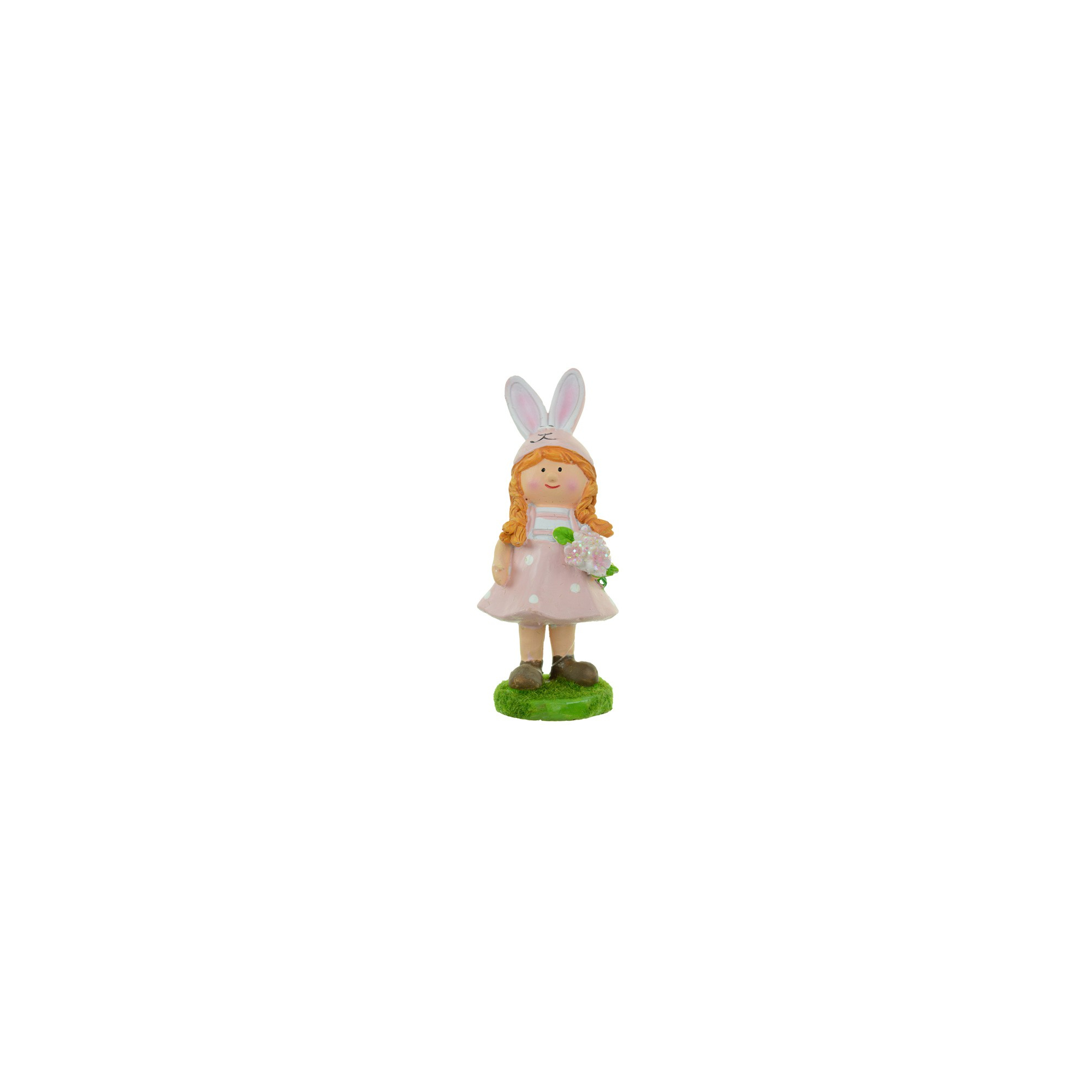 Figura lány poly 6*5,5*14cm nyuszifüles pink