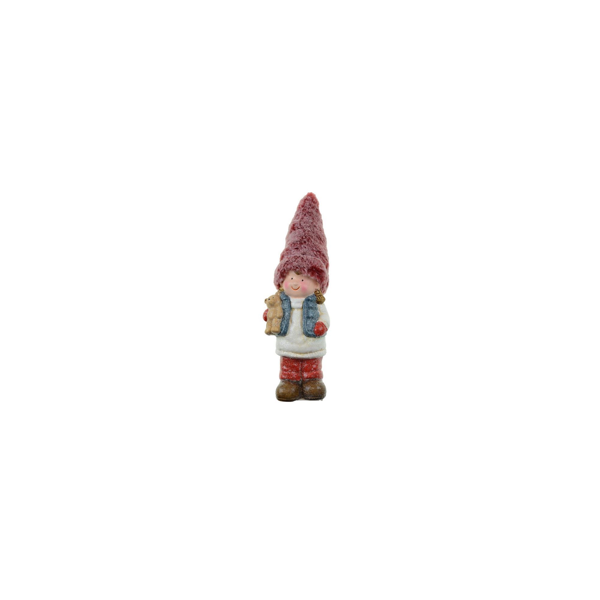 Figura lány terracotta sapkás H20 rózsaszín
