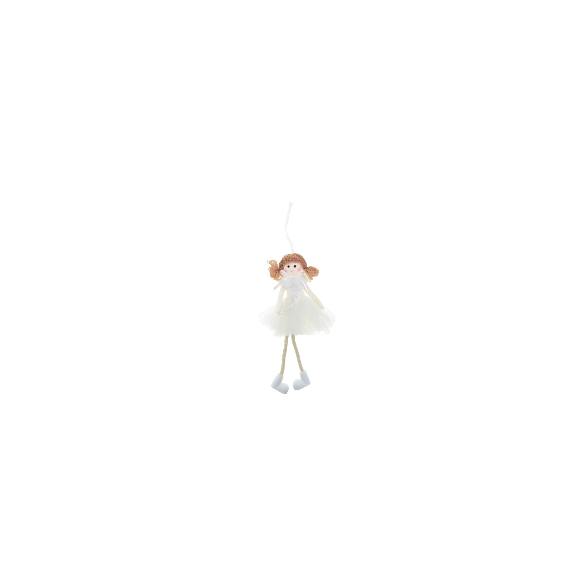 Figura lány textil 20cm akasztós fehér