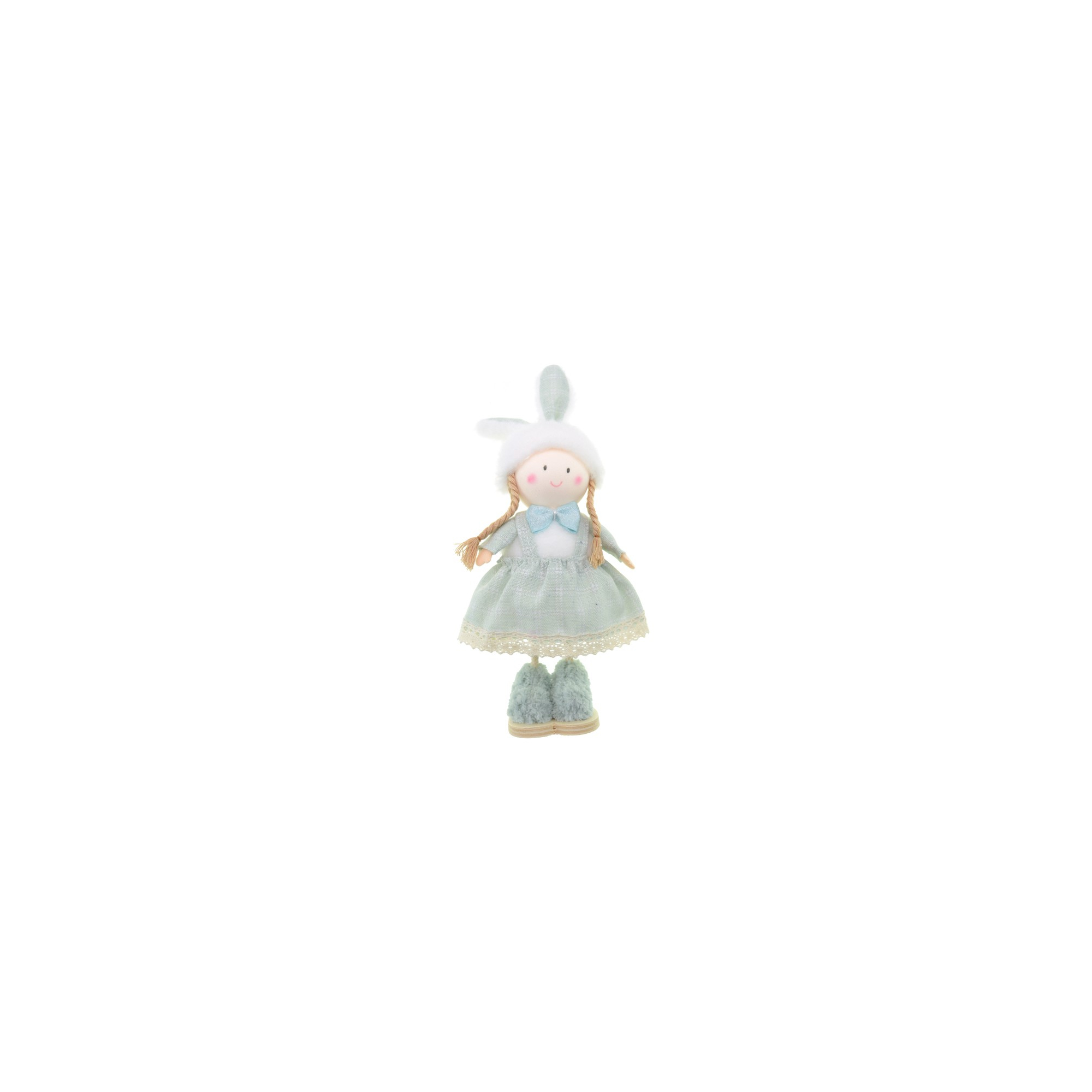 Figura lány textil 22cm zöld