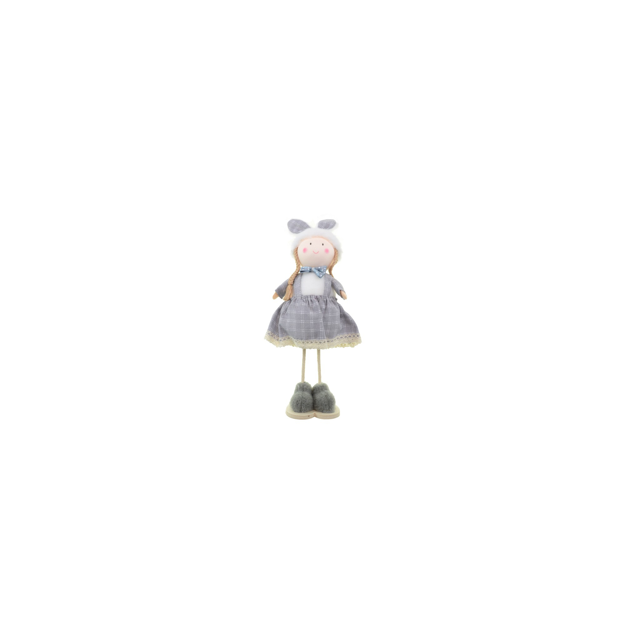 Figura lány textil 30cm szürke