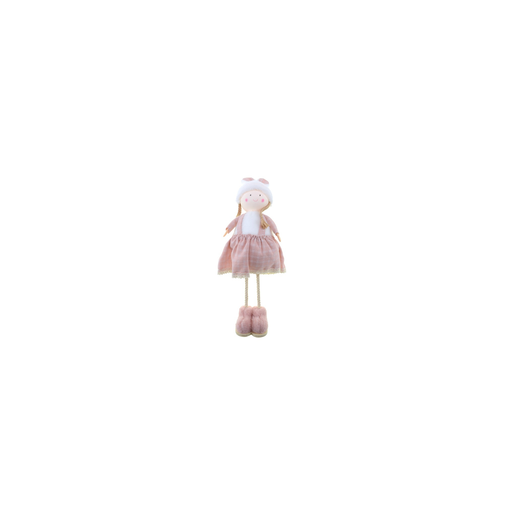 Figura lány textil 40cm rózsaszín