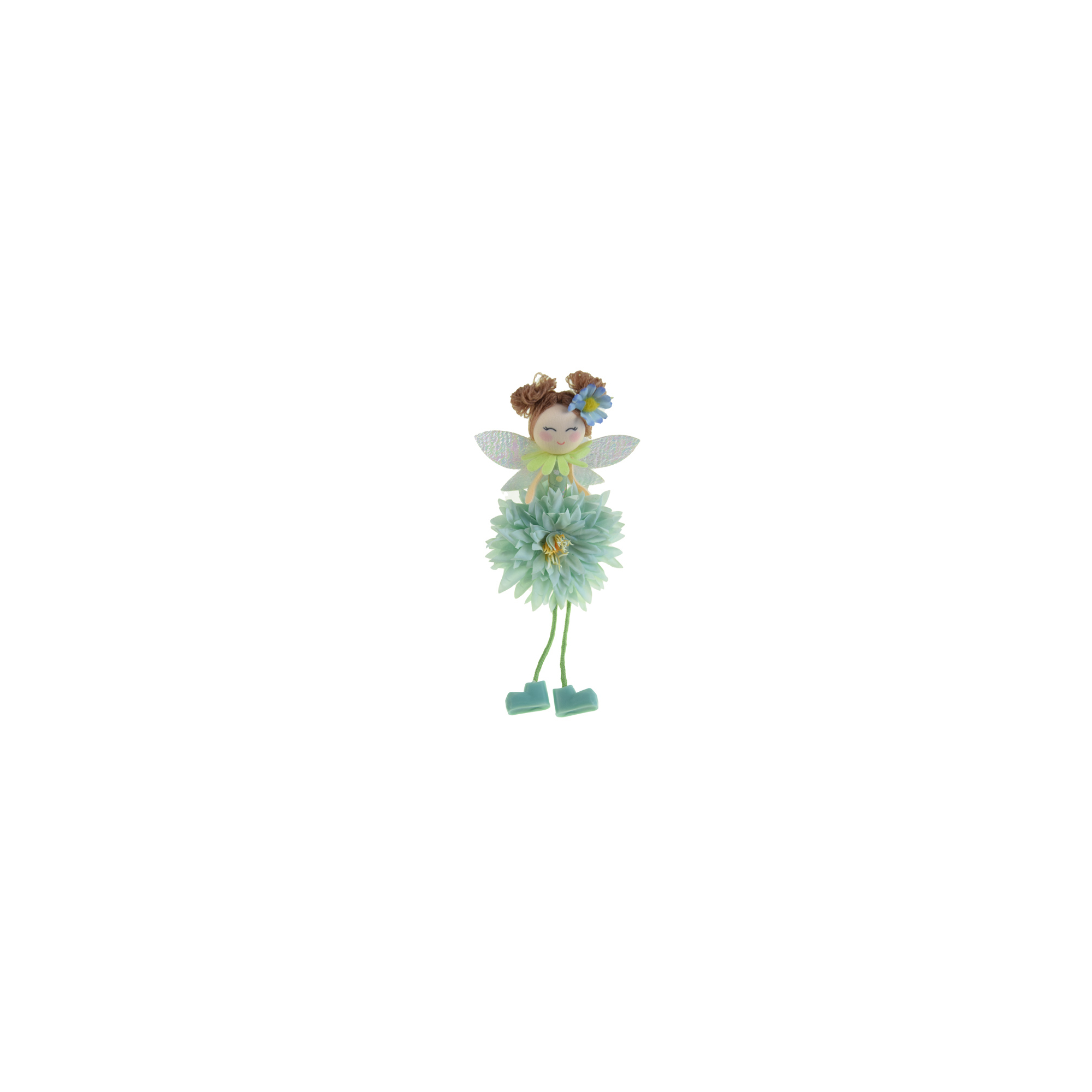 Figura lány textil virágruhában 19cm ülő menta
