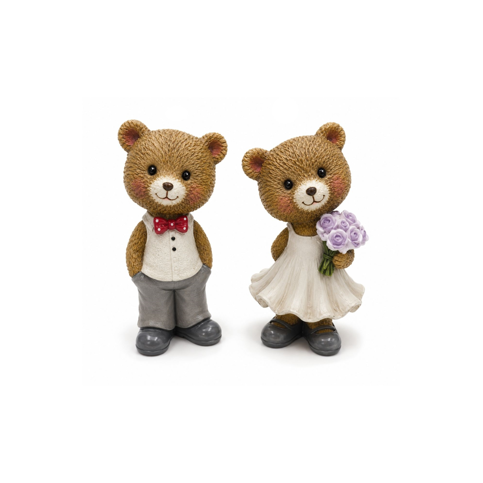 Figura maci fiú/lány poly 4*3*9.8cm barna/fehér