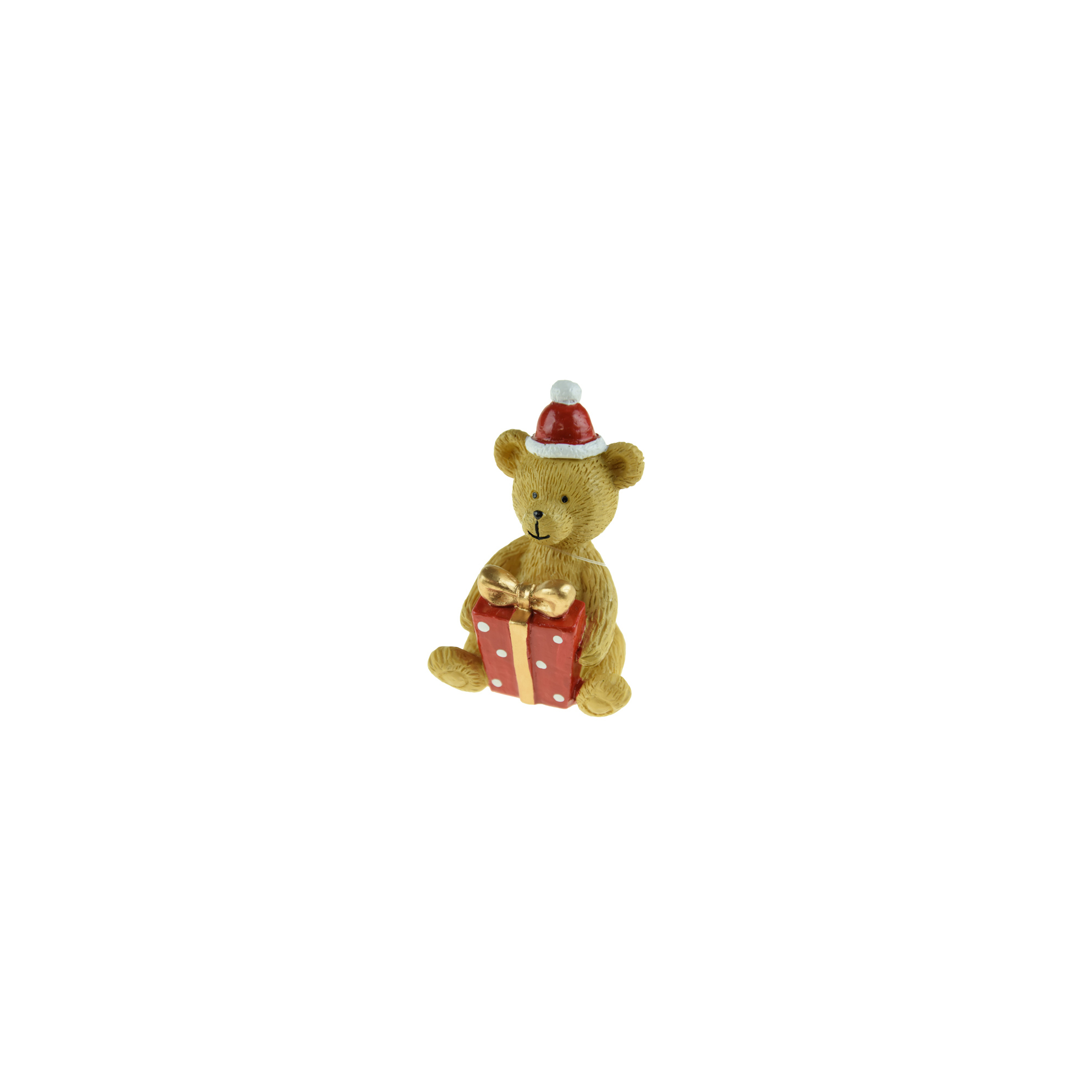 Figura maci ajándékkal poly 5.2*5.2*7.5cm barna