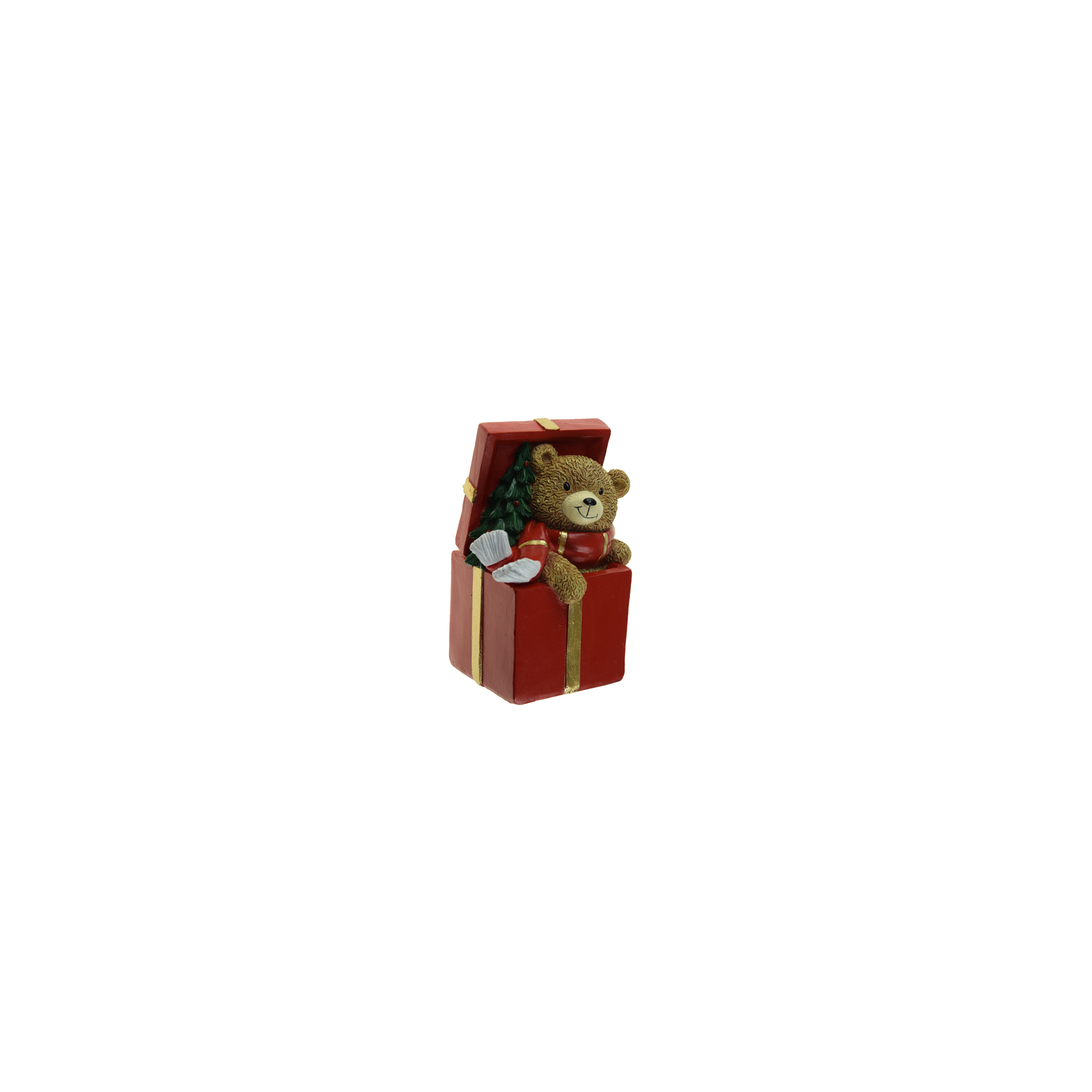 Figura maci poly dobozban 11.9cm LED-es piros