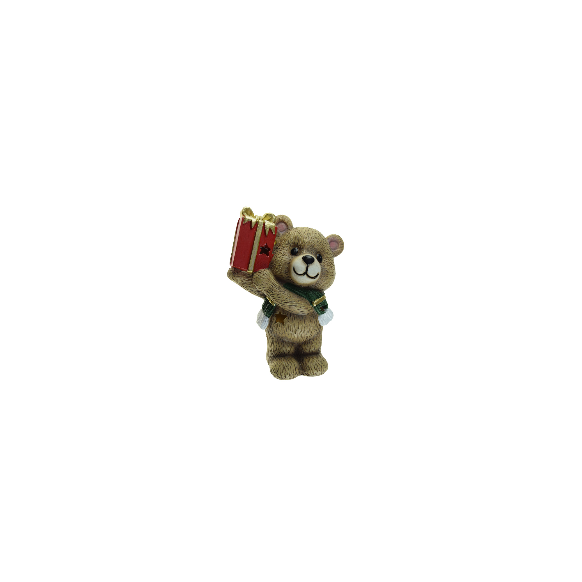 Figura maci poly LED-es 24cm barna
