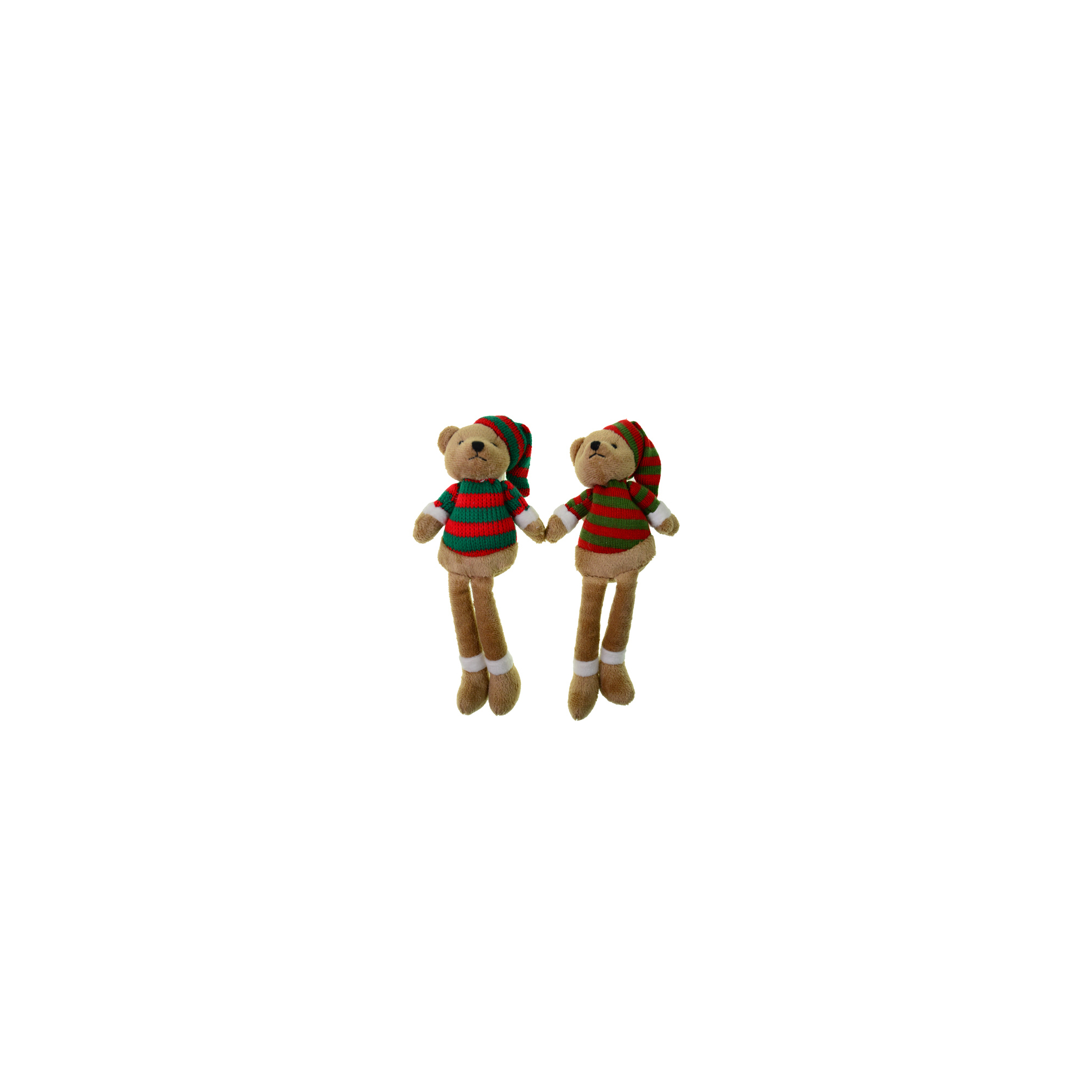 Figura maci textil csíkos rucis 18cm barna