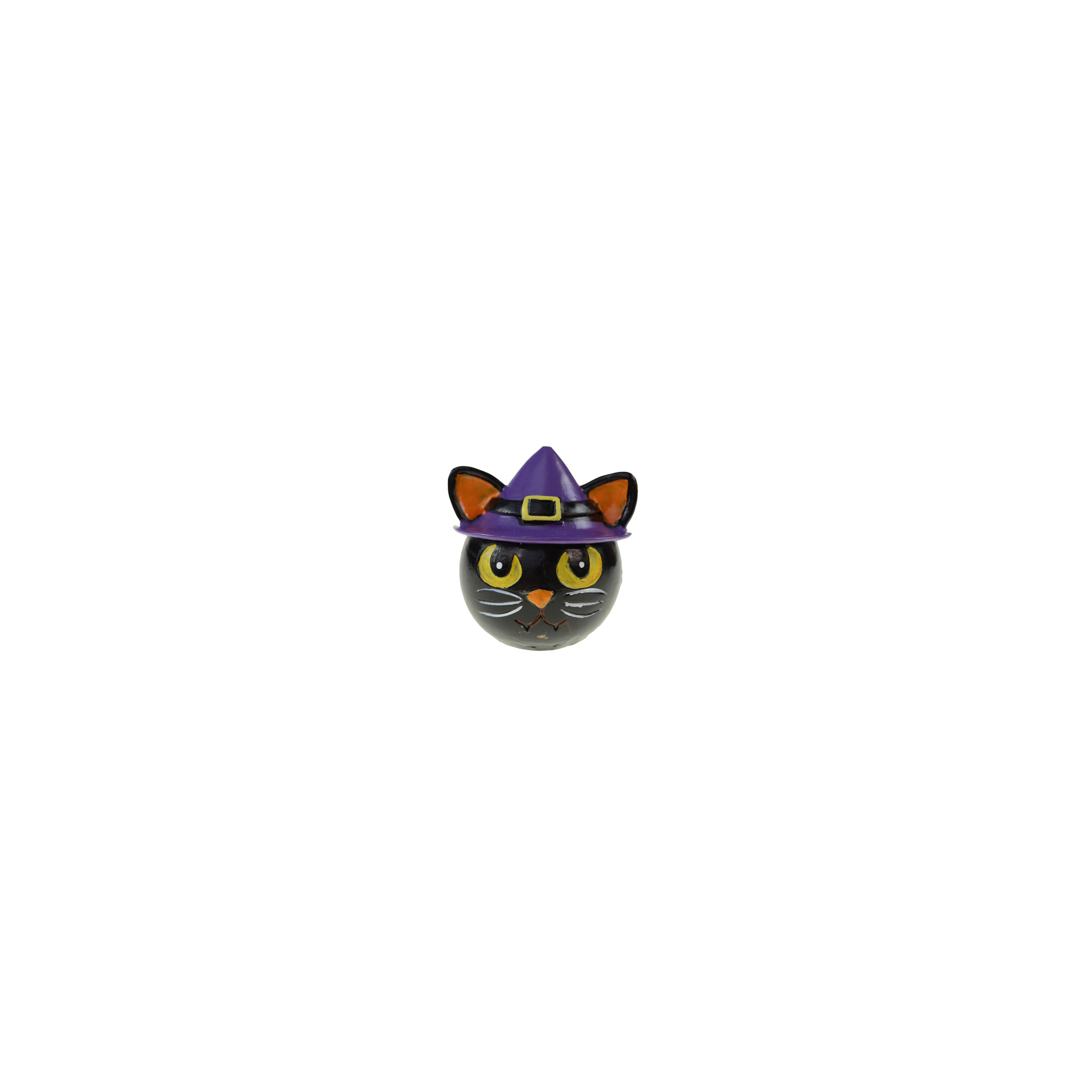 Figura macska poly 6,5*6,2*6,8 cm kalappal fekete