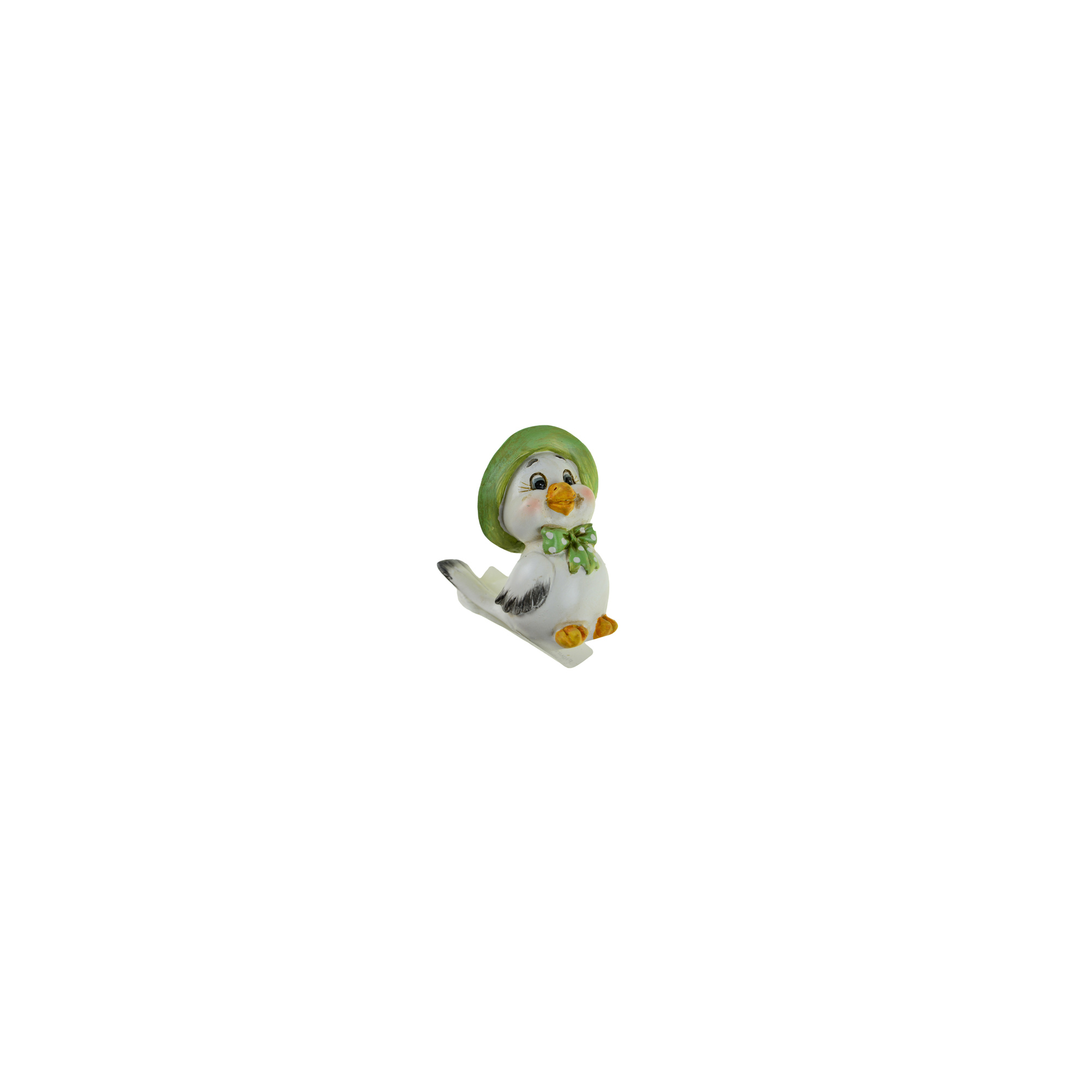 Figura madár poly 5.5*4.5*7.5cm kalapos fehér