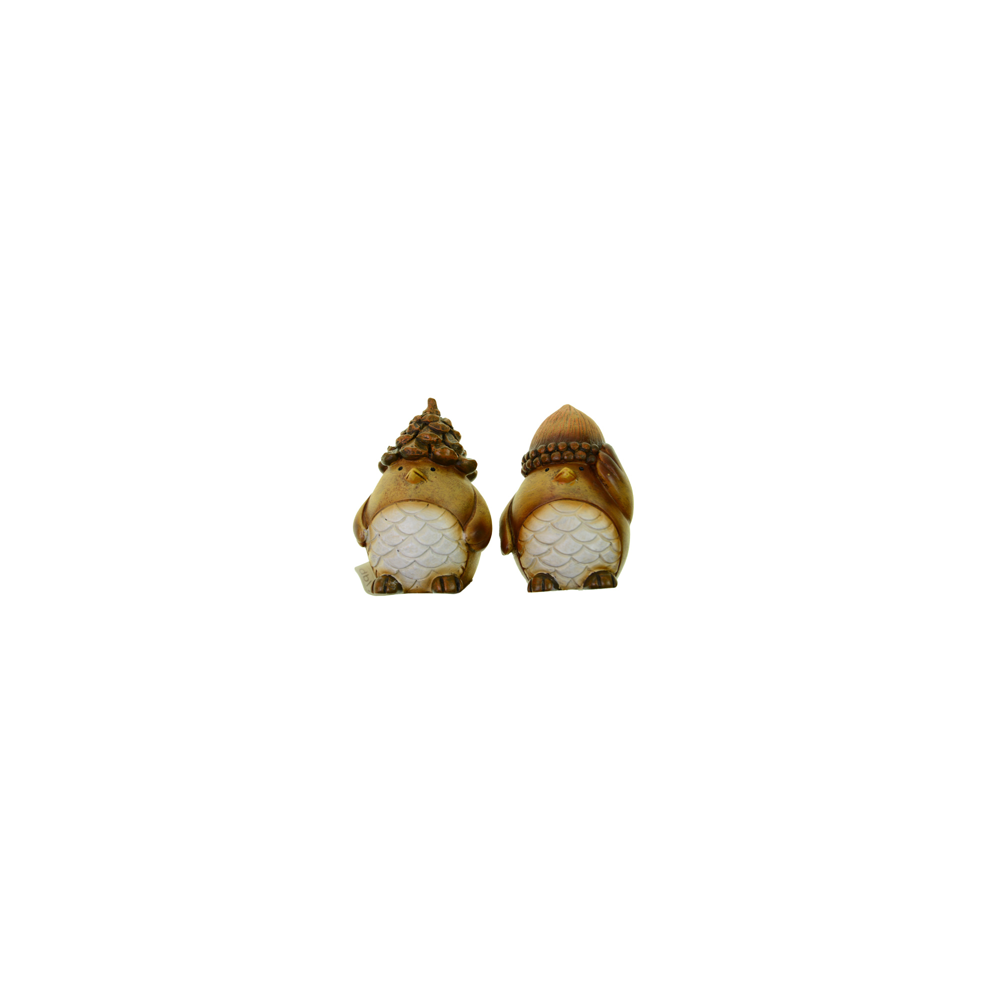 Figura madár poly fejfedővel 4.5*4*6.8cm 2féle barna