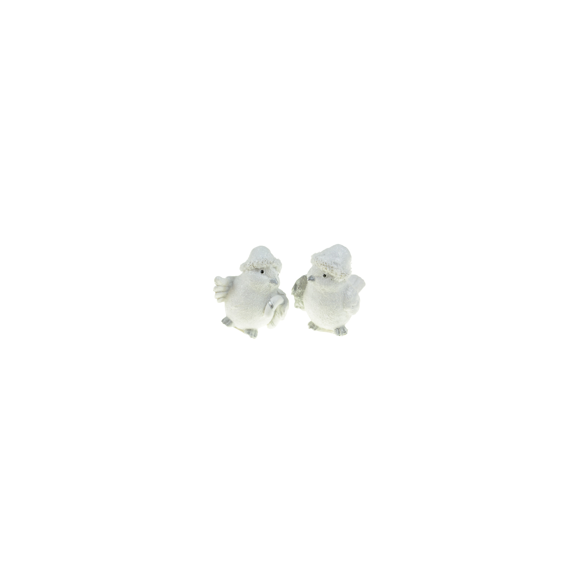 Figura madár poly sapkában 8*5*7cm 2féle fehér