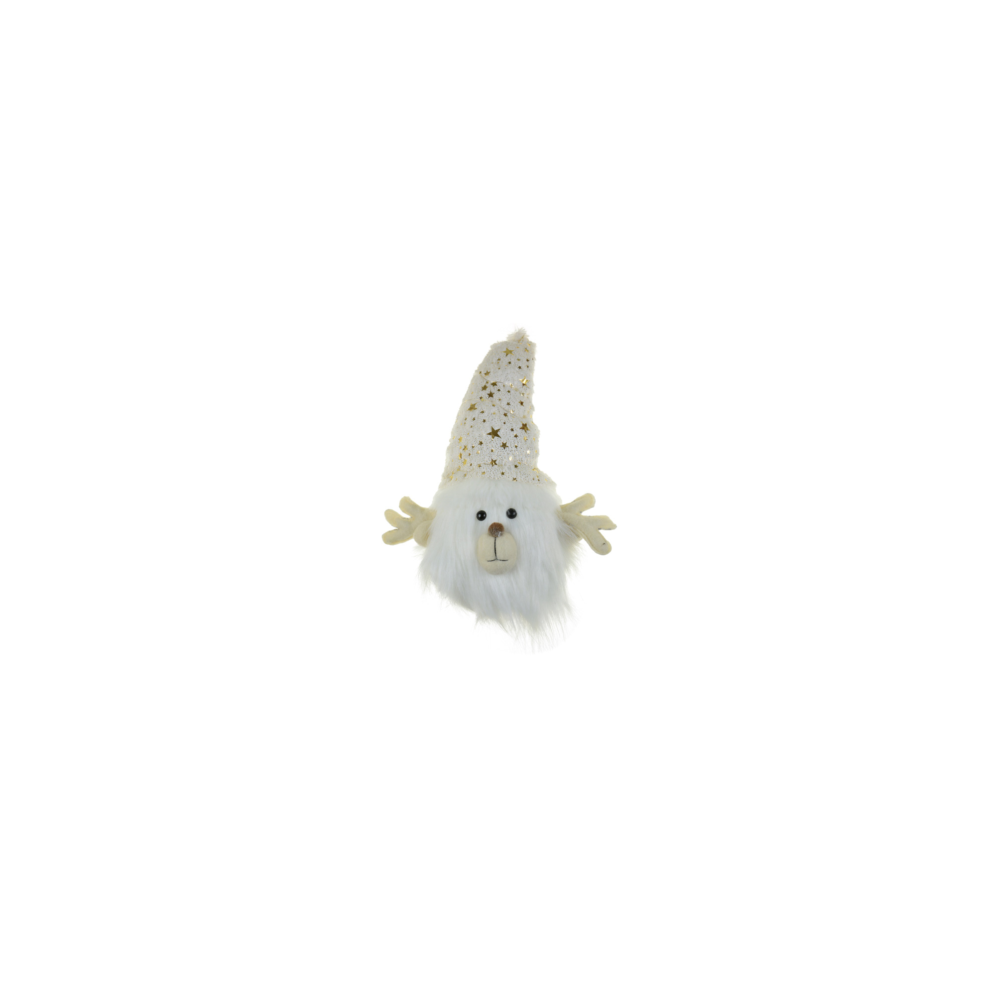 Figura manófej textil 21*12*30cm szarvakkal fehér
