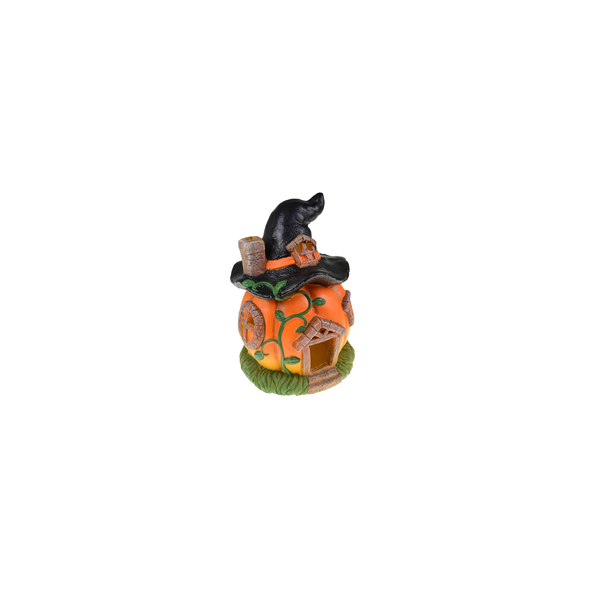Figura manólak kerámia 21.5*21*30.5 kalapos tök narancs/fekete