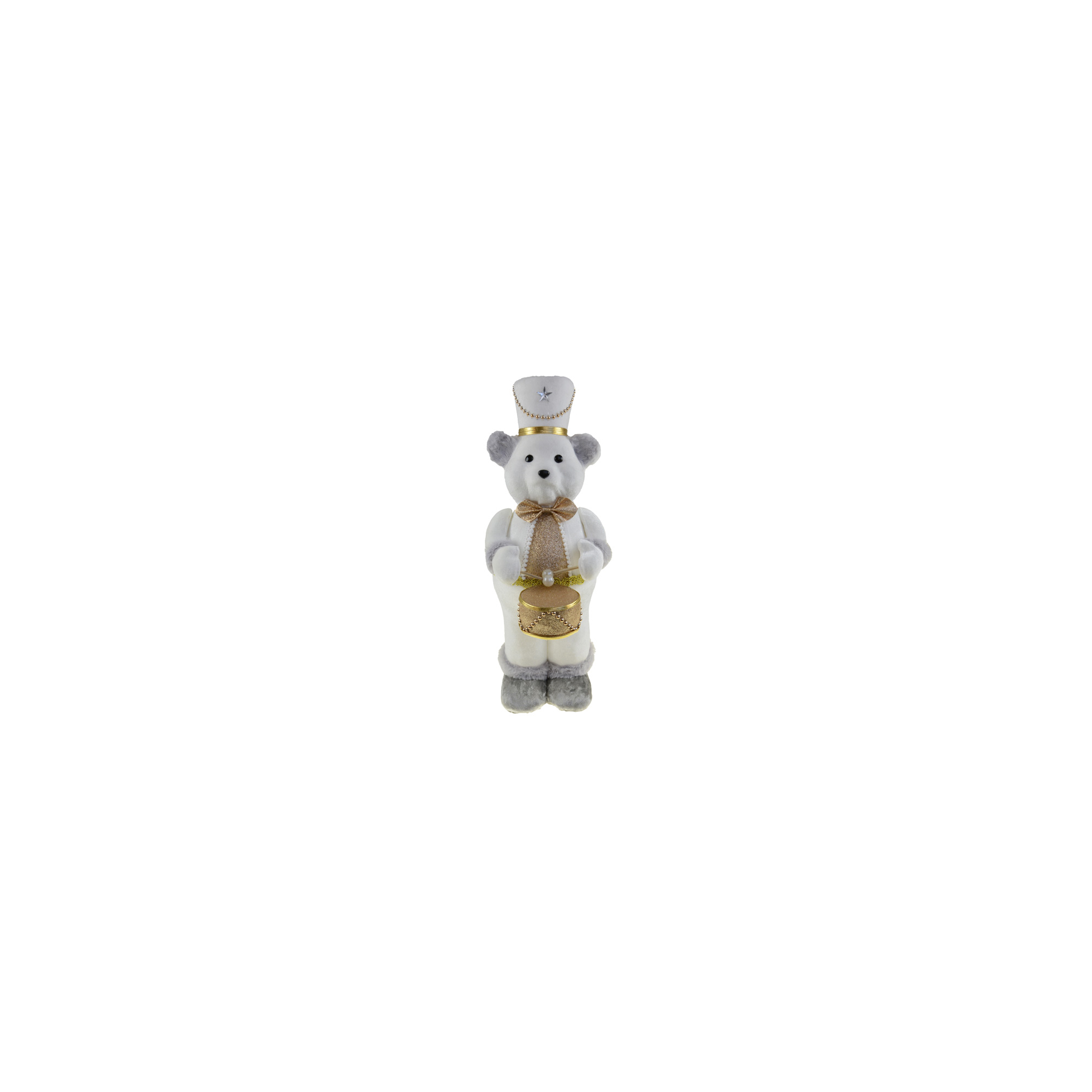 Figura medve_diótörő 21X15X42CM álló fehér/arany