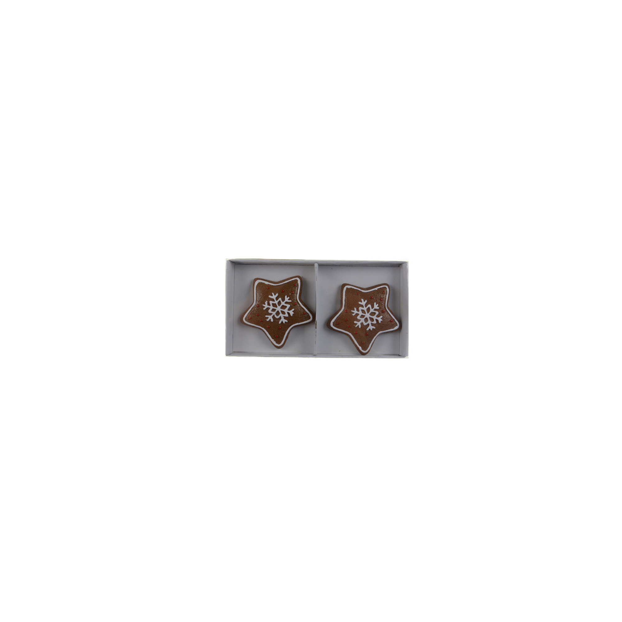 Figura mézeskalács csillag poly 5,4*5,1*1cm s/2 díszített fehér/barna