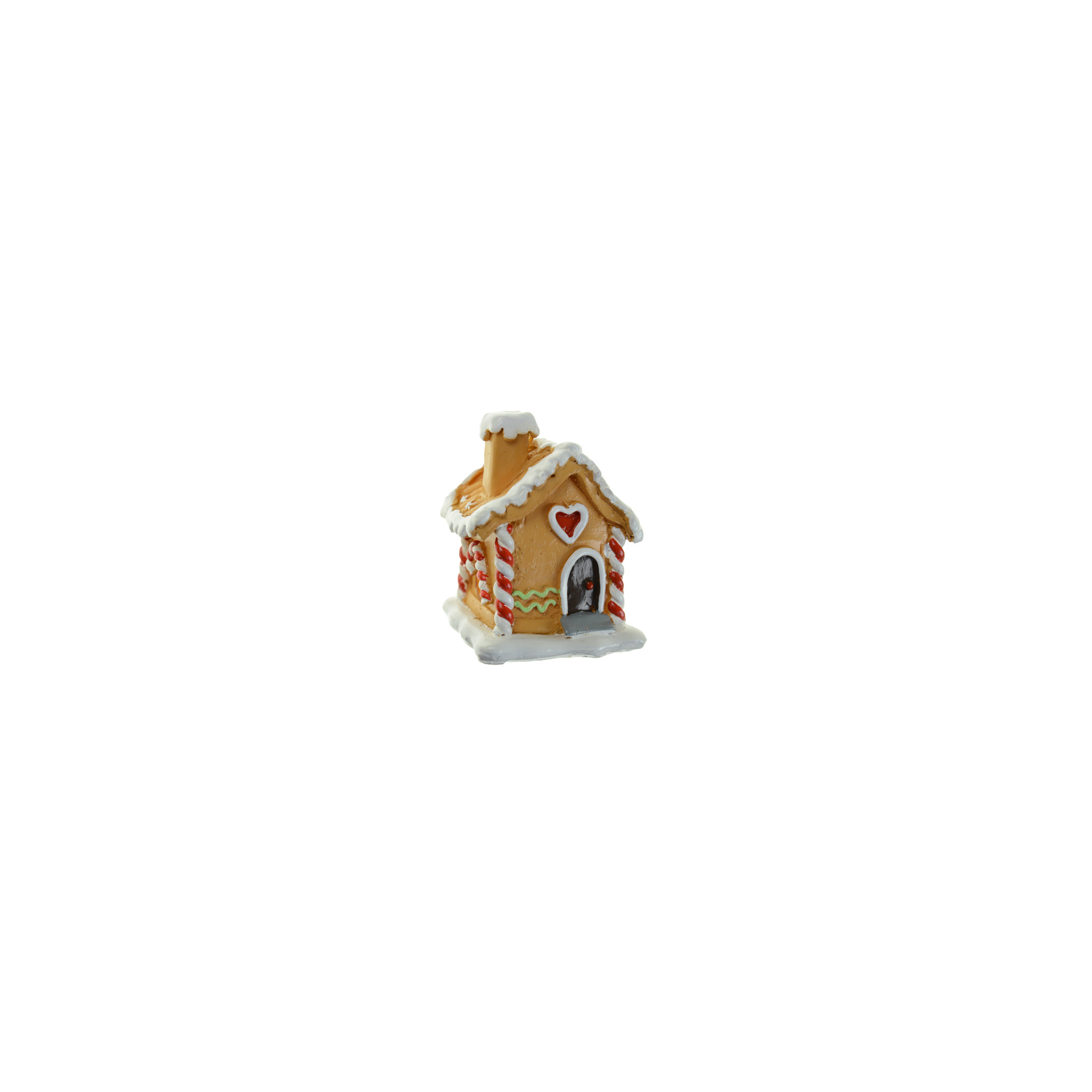 Figura mézeskalács ház poly 6,5*6,3*8,4cm díszített piros/barna