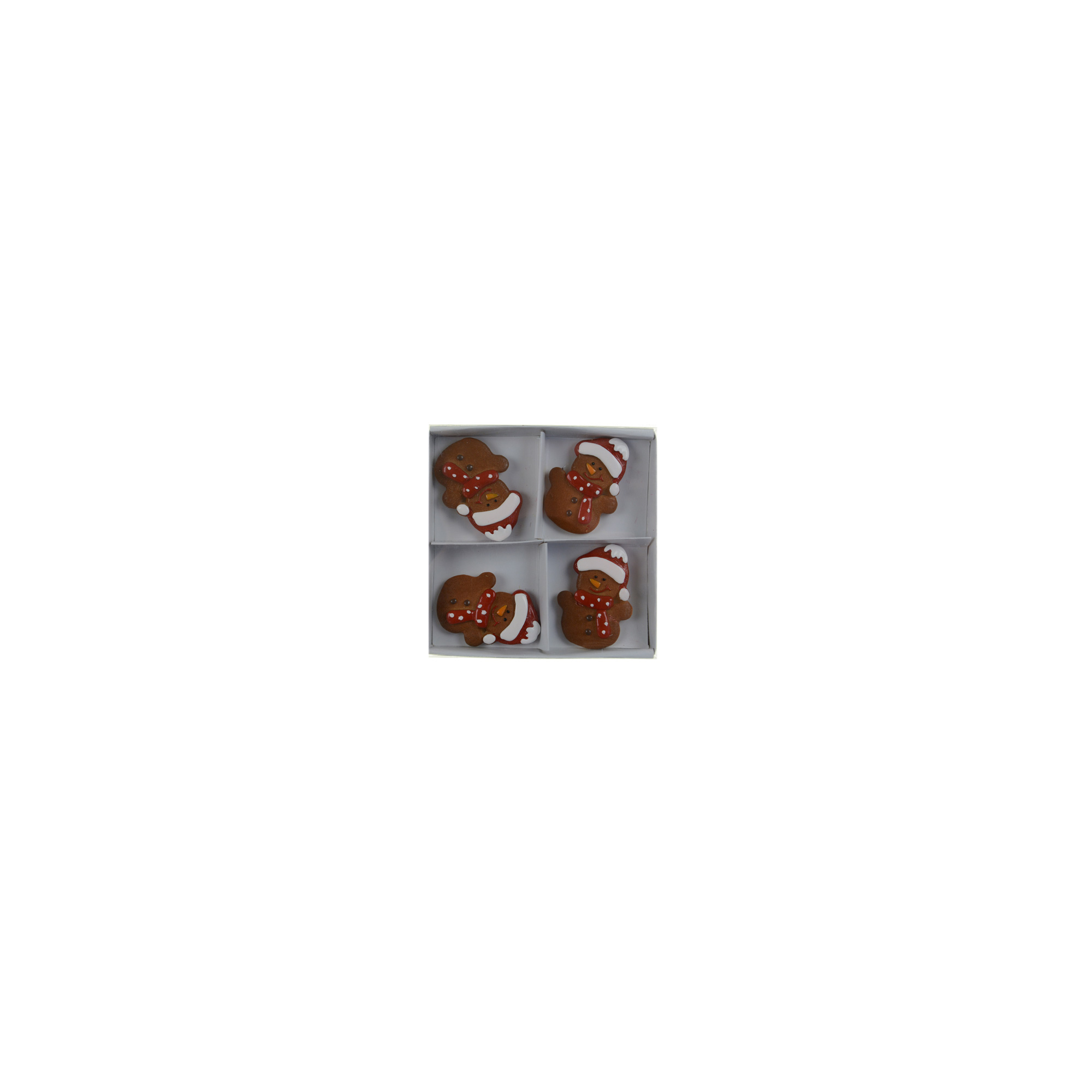 Figura mézeskalács hóember poly 3,4*4,9*0,8cm s/4 mikulás sapkában barna