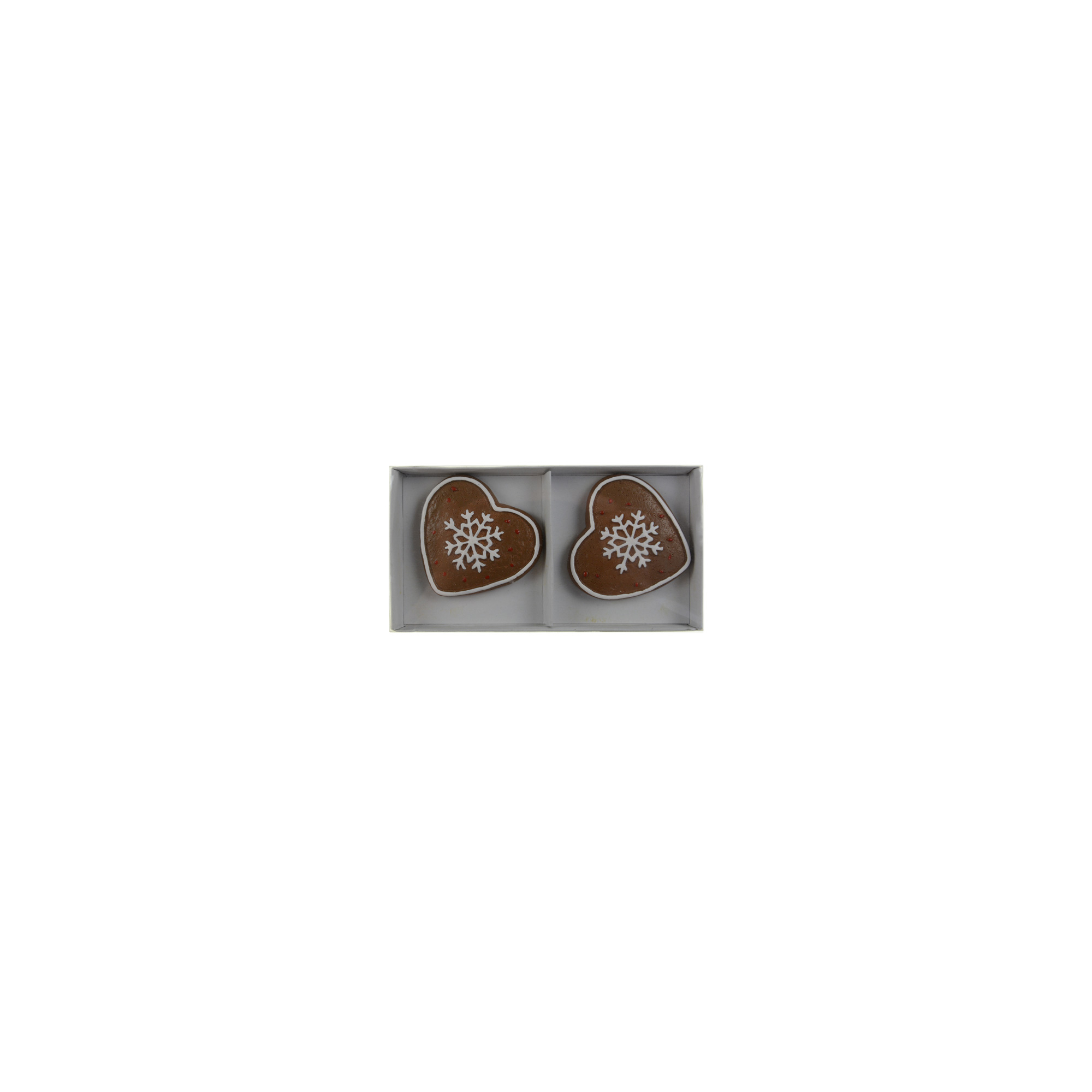 Figura mézeskalács szív poly 5,4*5*1cm s/2 díszített fehér/barna