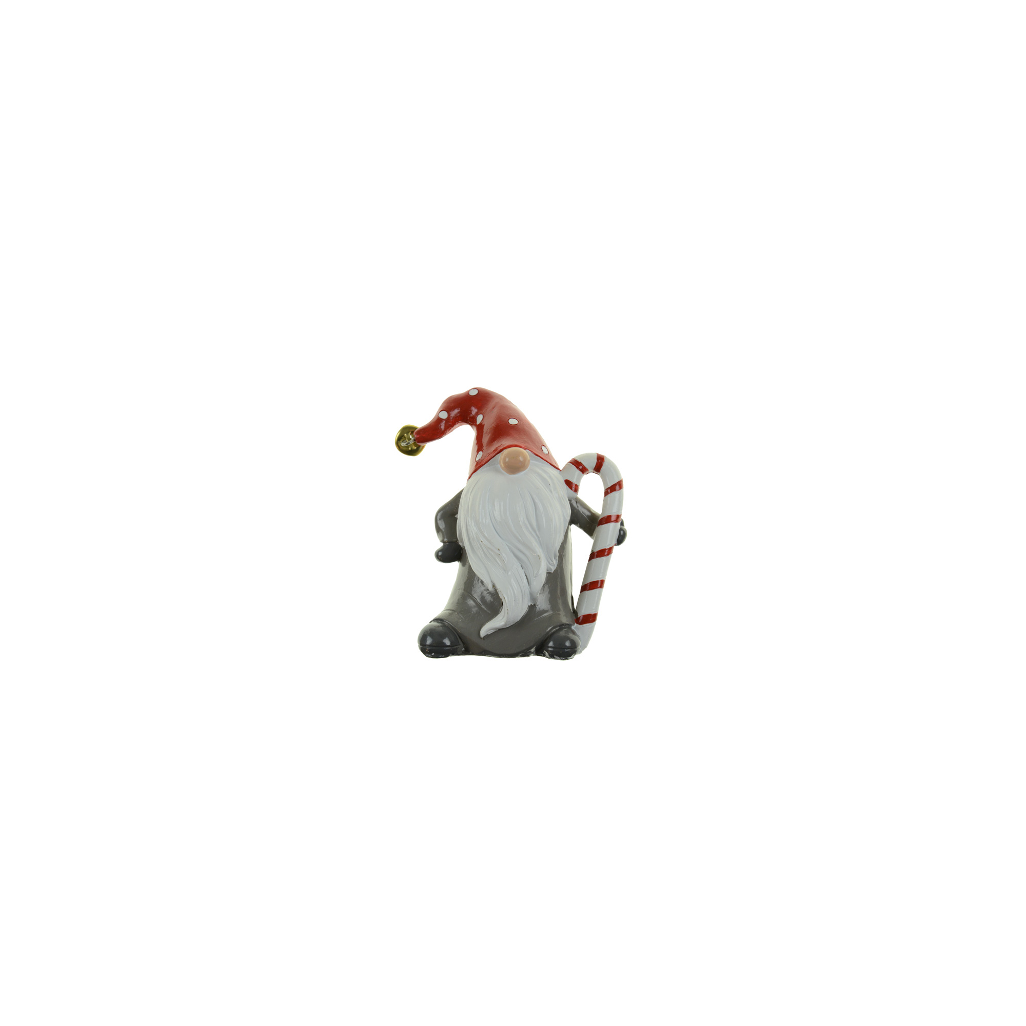 Figura mikulás poly 10,5*6*11,9cm nyalókával szürke/piros