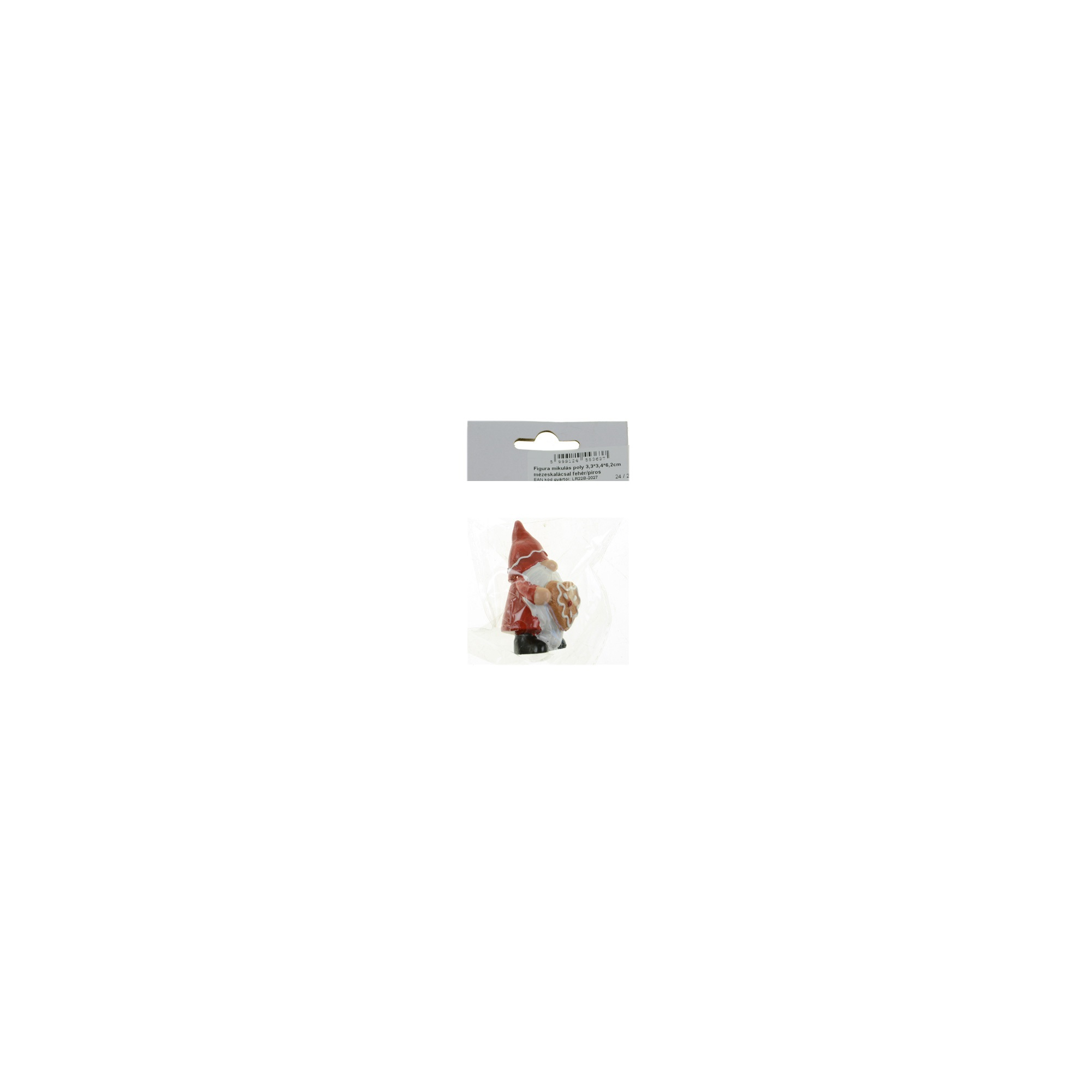 Figura mikulás poly 3,3*3,4*6,2cm mézeskalácsal fehér/piros