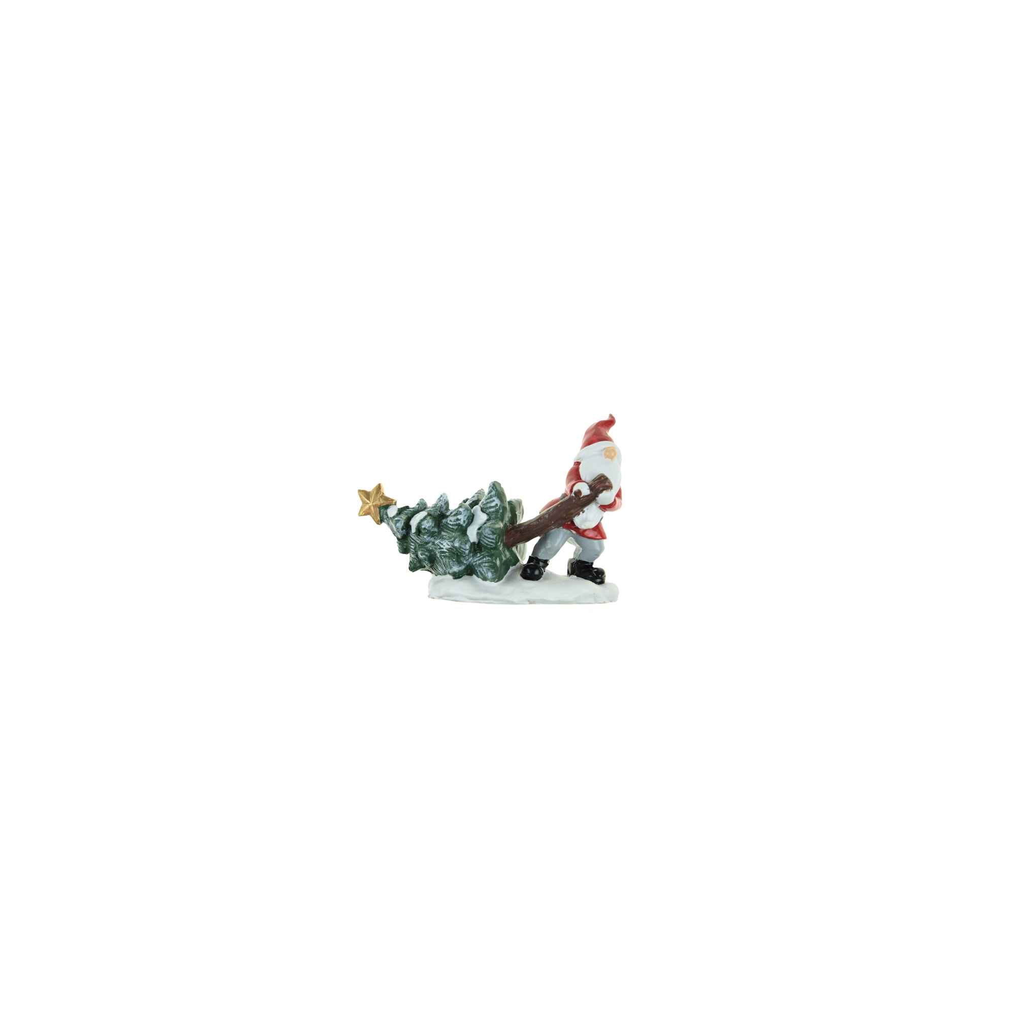 Figura mikulás poly fenyővel 13,8*5,7*9,9cm piros/zöld