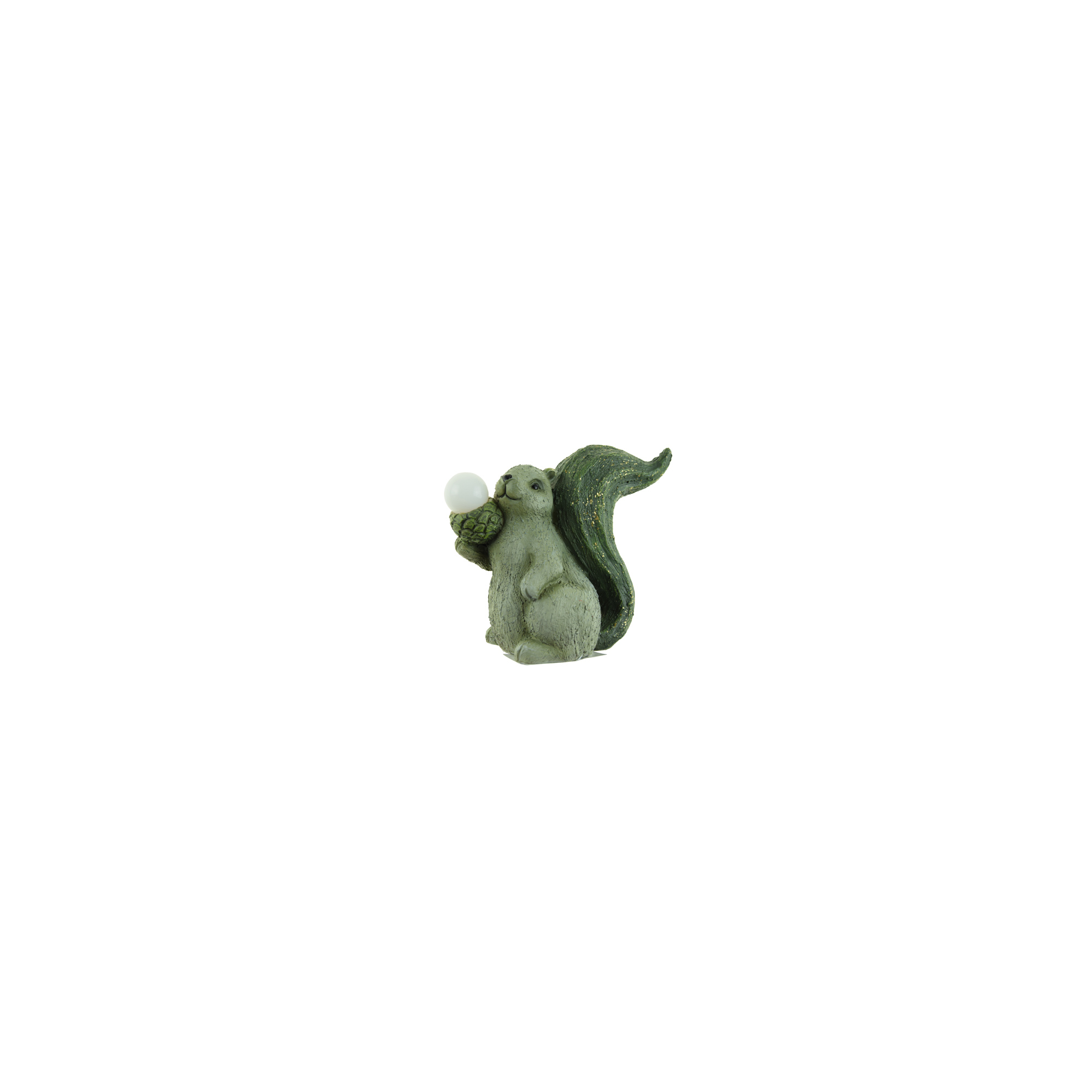 Figura mókus poly 12.1*6.5*10.8cm LED-es szürke