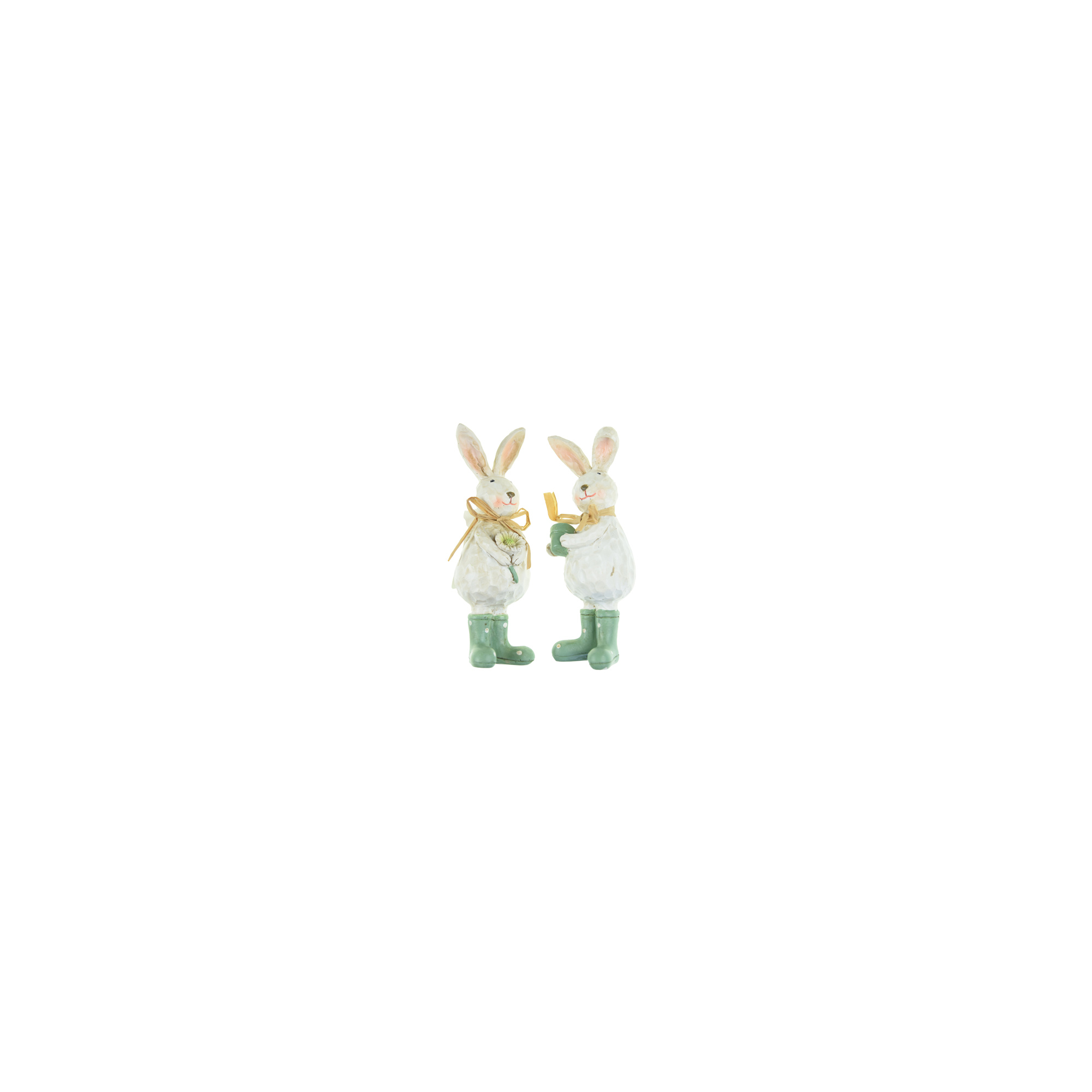 Figura nyuszi poly 5*4.5*12cm 2féle fehér/zöld