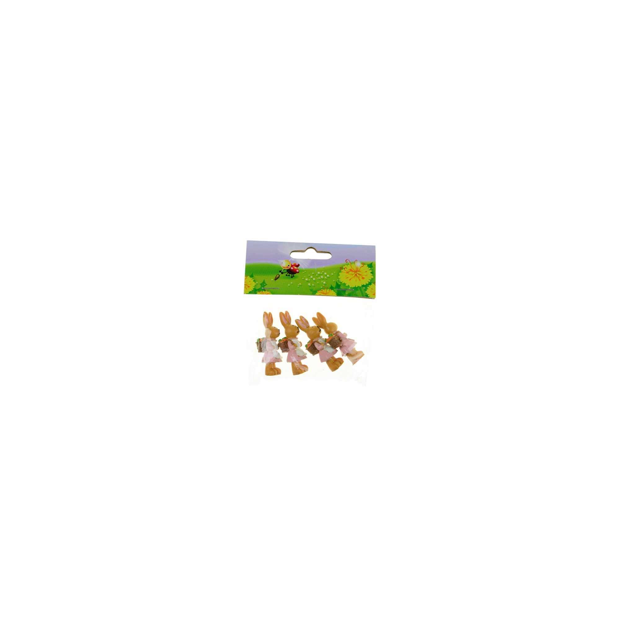 Figura nyúl poly 4,5cm s/4 köténnyel rózsaszín