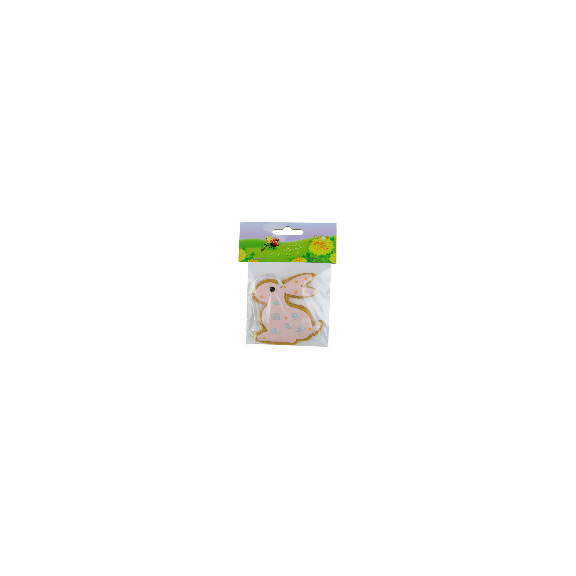 Figura nyúl poly 6,8cm akasztós rózsaszín