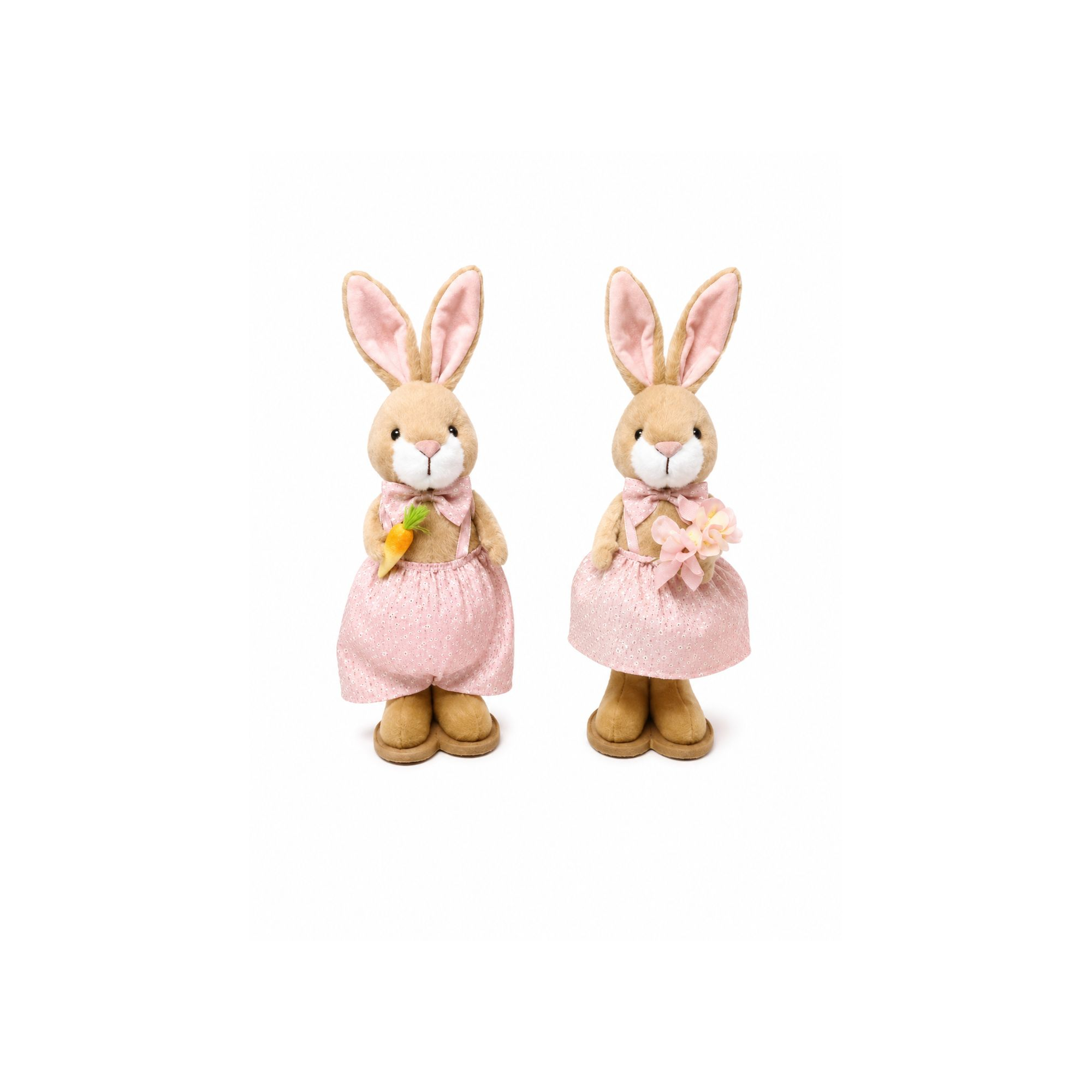 Figura nyuszi textil 37cm 2féle barna/rózsaszín