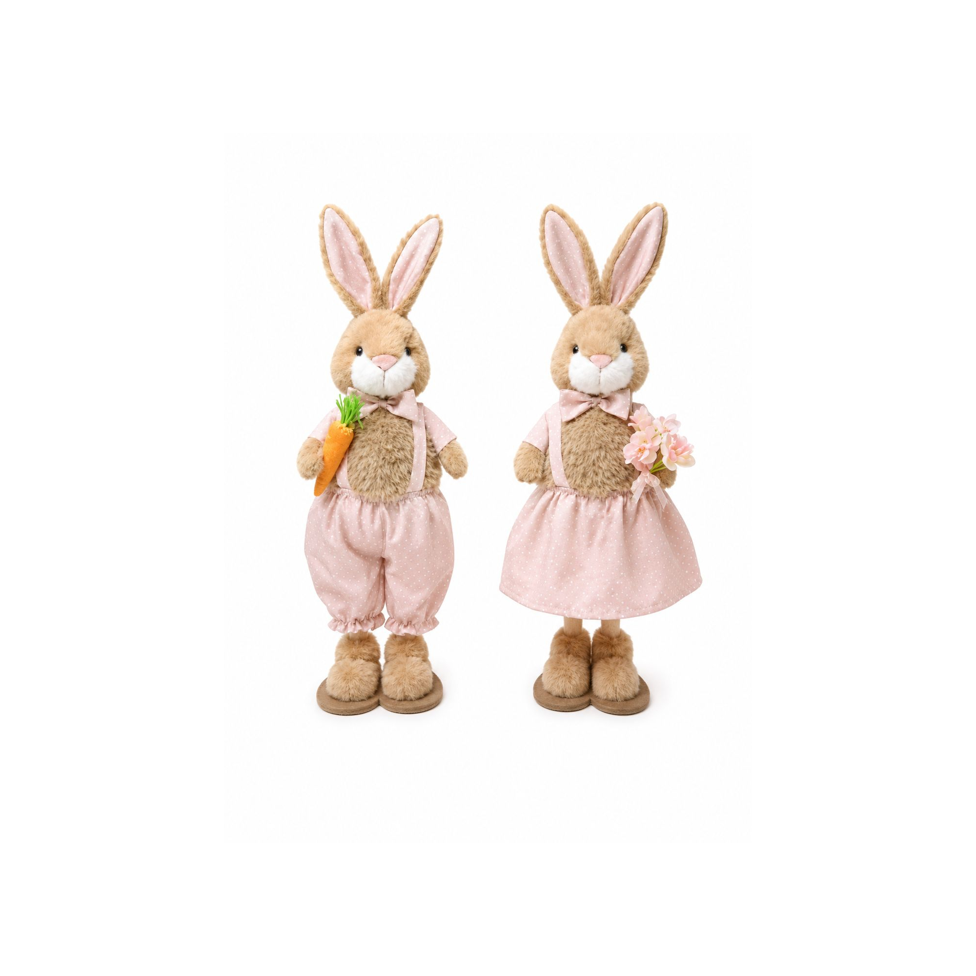 Figura nyuszi textil 66cm 2féle barna/rózsaszín