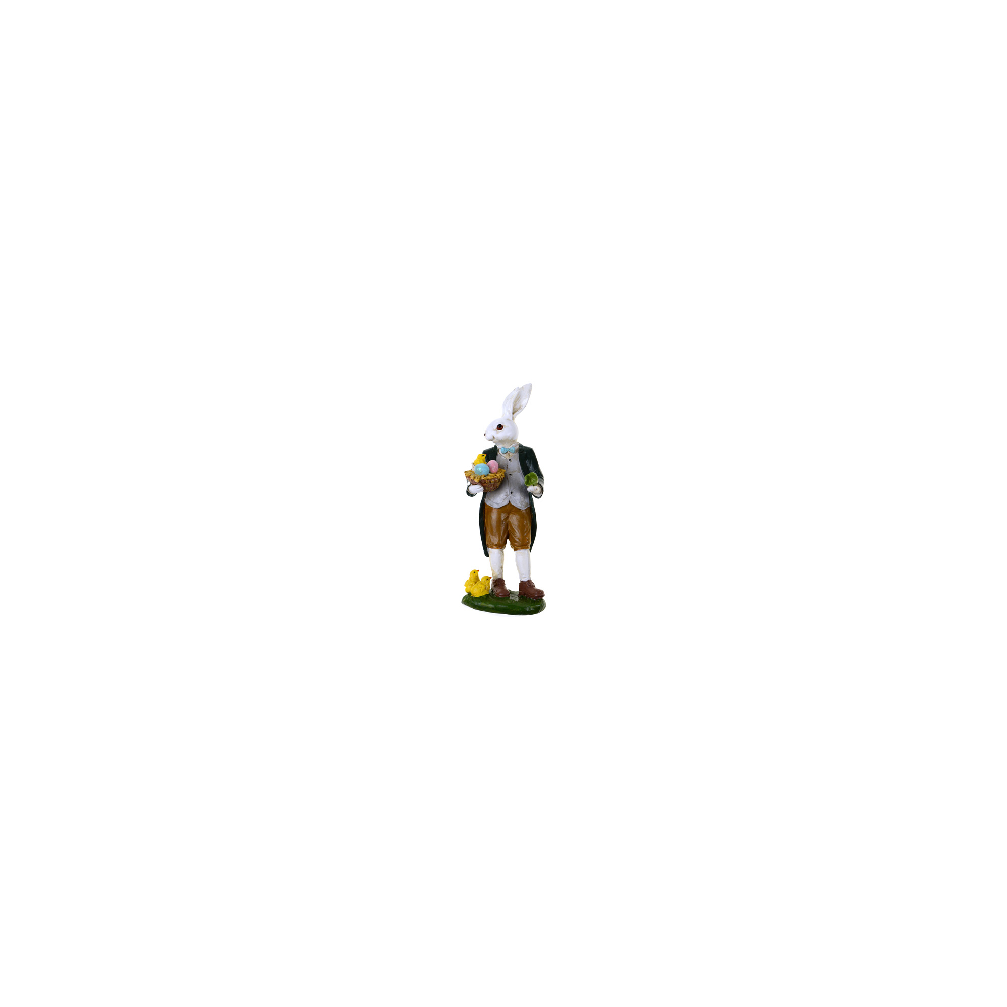 Figura nyuszipapa poly 9.5*7*25.5cm fehér/zöld