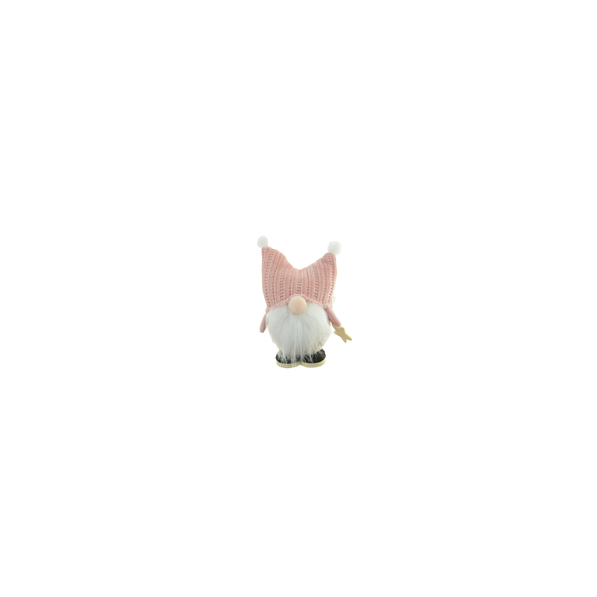 Figura orrmanó textil 12cm kétbojtos sapkában rózsaszín