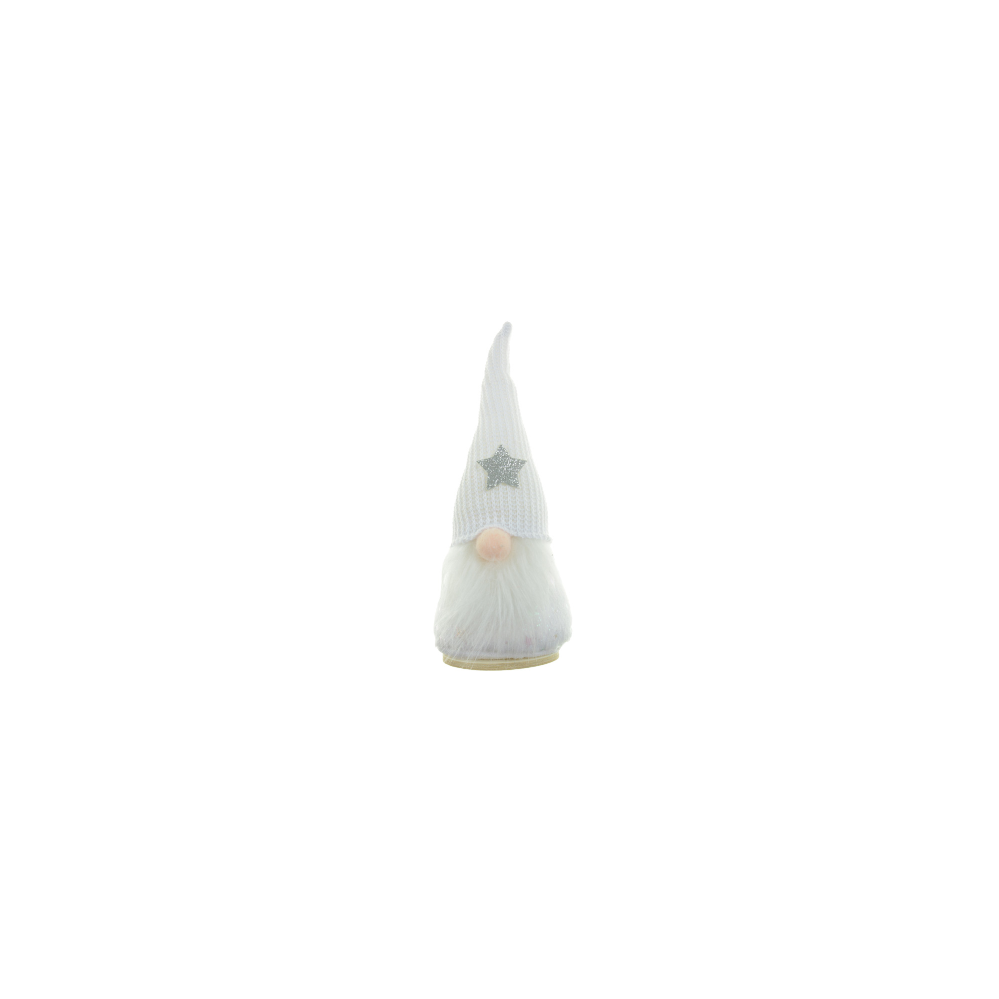 Figura orrmanó textil 20cm csillagos sapkában fehér