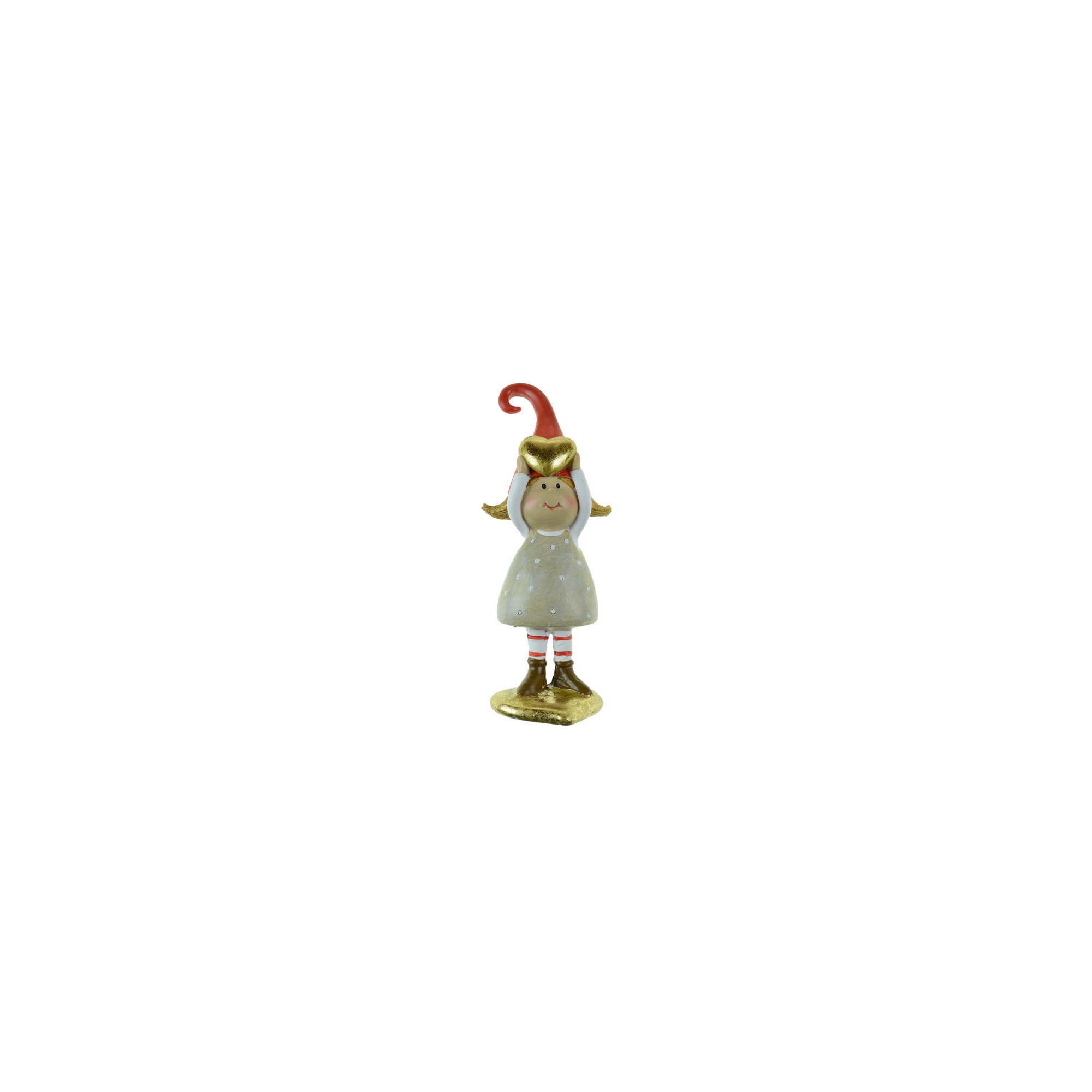 Figura lány poly szívvel 4.5*4*14.2cm arany