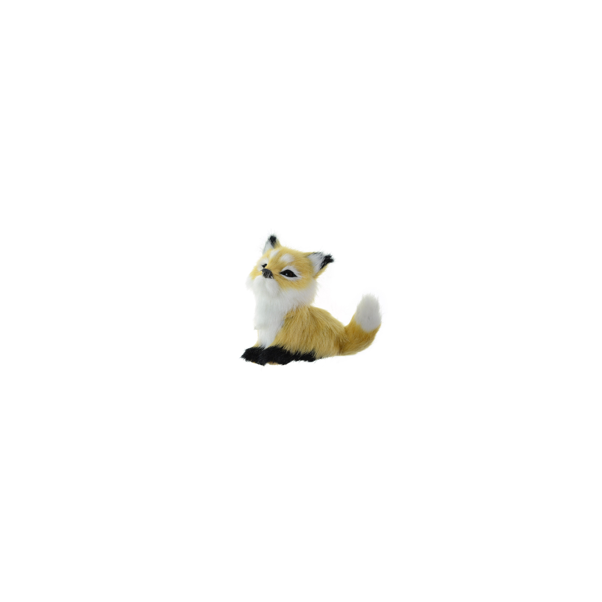 Figura róka plüss ülő 8cm barna