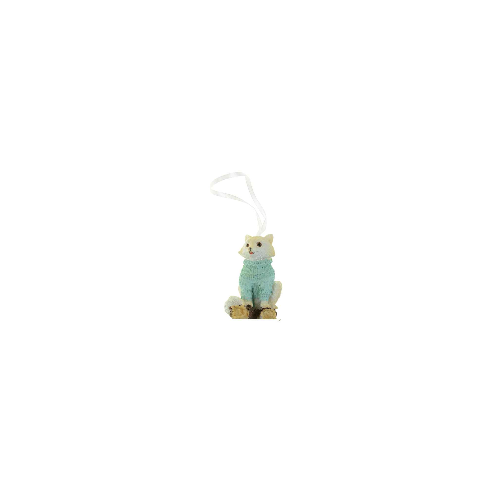 Figura róka poly pulcsis 4,8*4,3*7,3cm zöld/barna