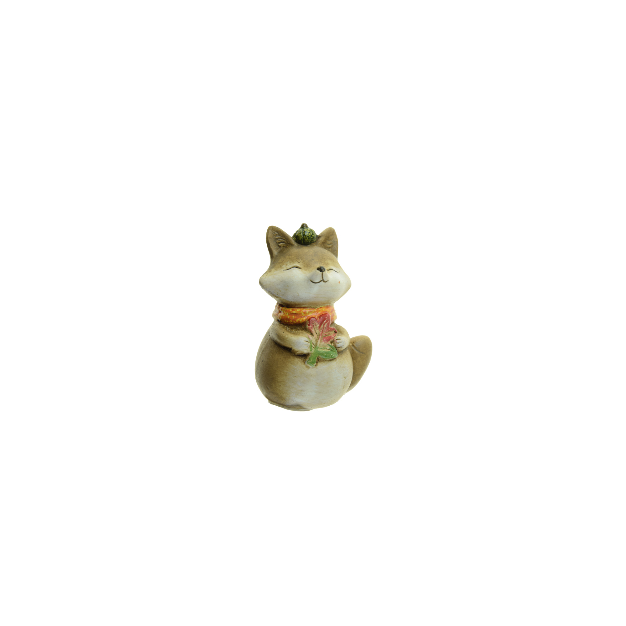 Figura róka terrakotta virággal 9cm barna
