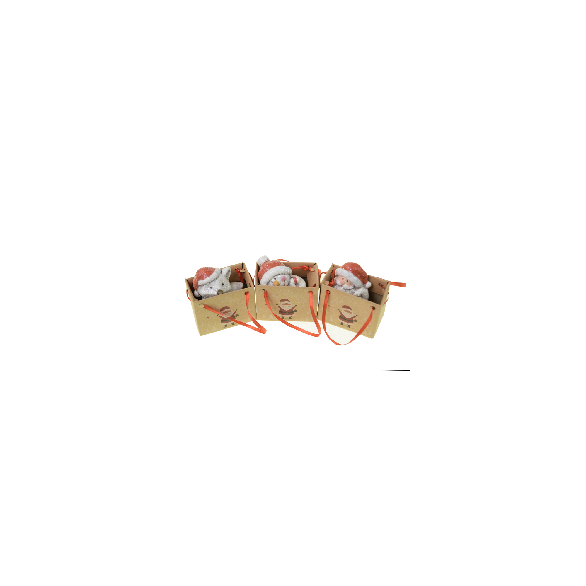 Figura róka/hóember/télapó terrakotta 5.3*3.3*6.8cm tasakban fehér