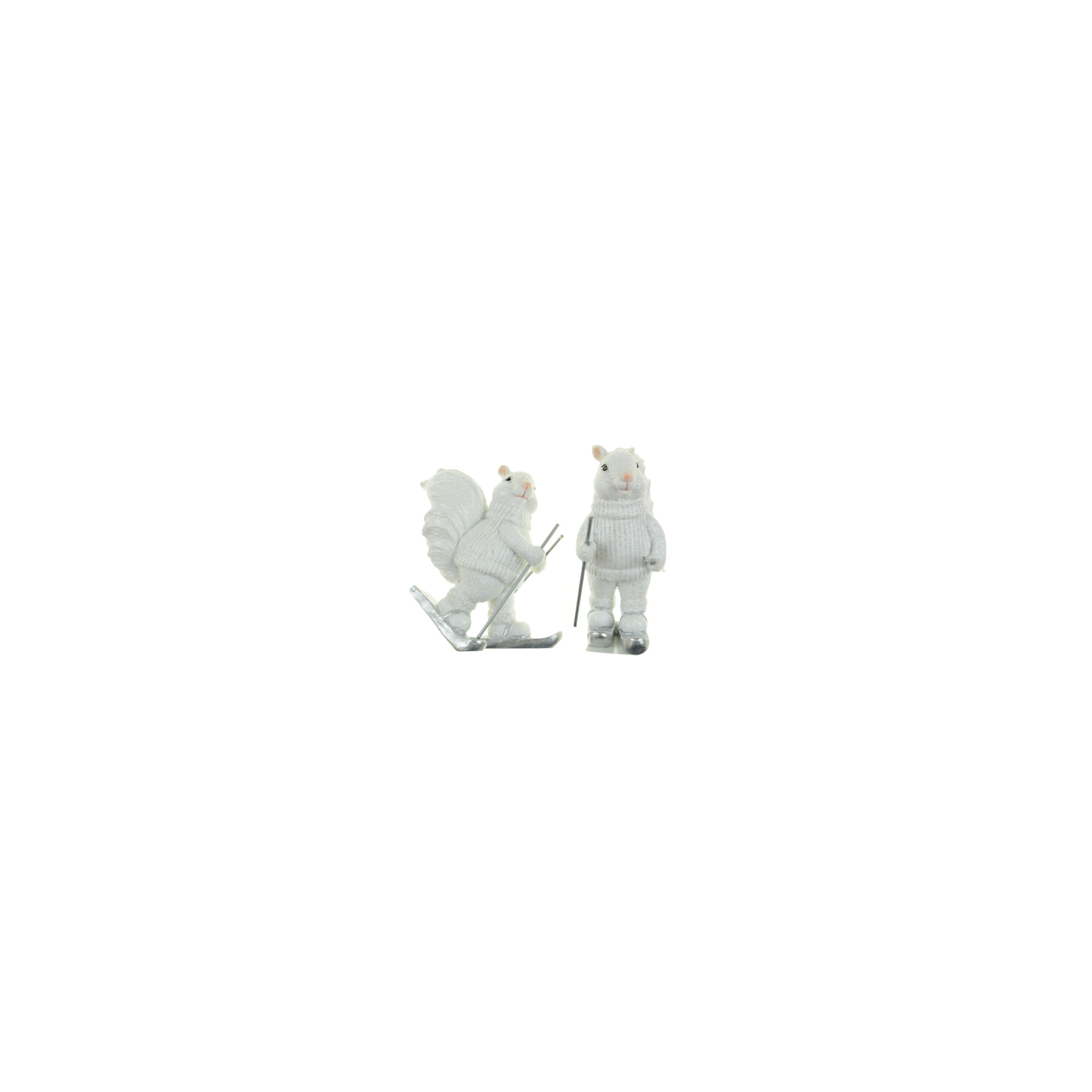 Figura síelő mókus poly 8*3.5*10cm 2féle fehér