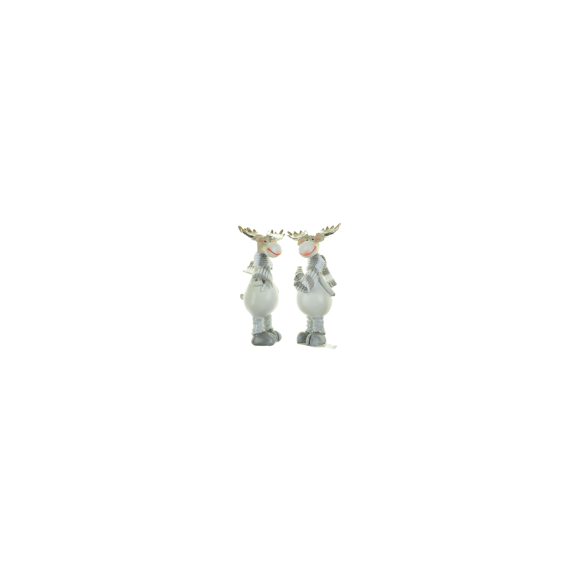 Figura szarvas poly 5*4*10.5cm 2féle fehér/ezüst