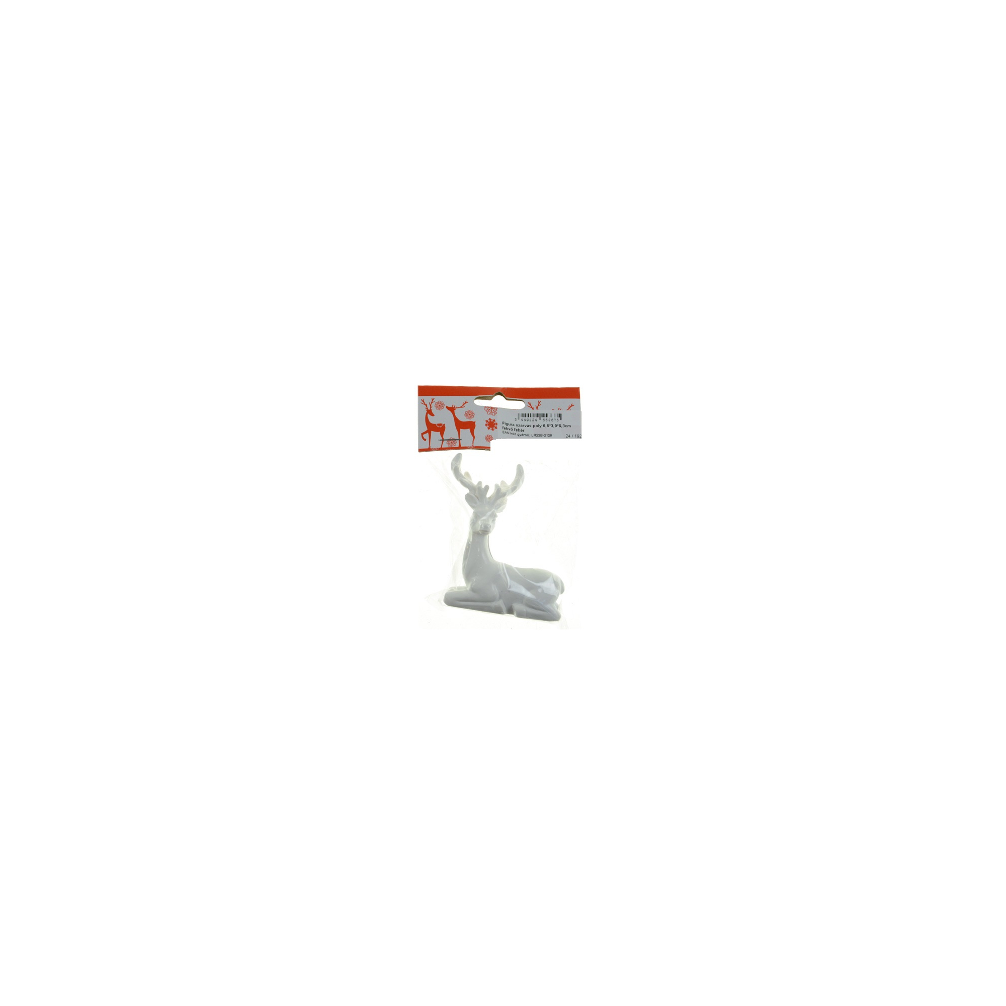 Figura szarvas poly 6,6*3,9*8,3cm fekvő fehér