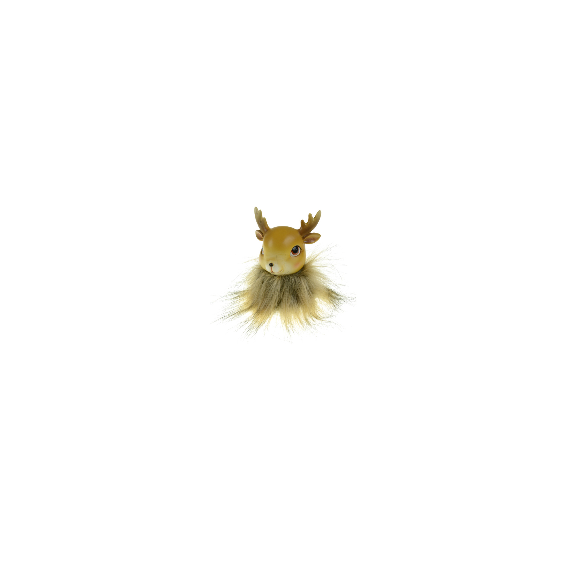 Figura szarvas poly szőrme ruhában 8.5*8*10.5cm barna
