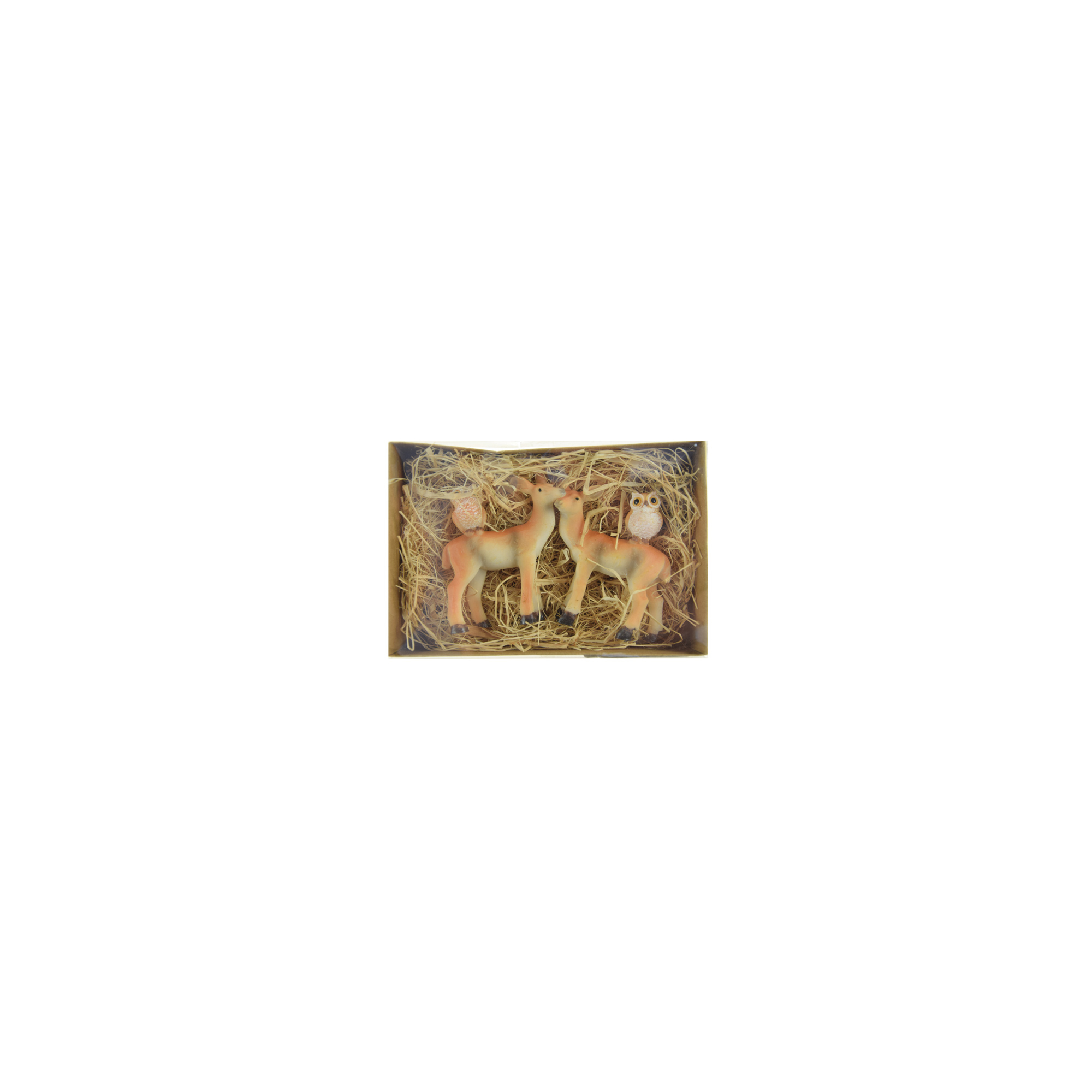 Figura szarvas poly bagollyal 7,3cm s/2 barna