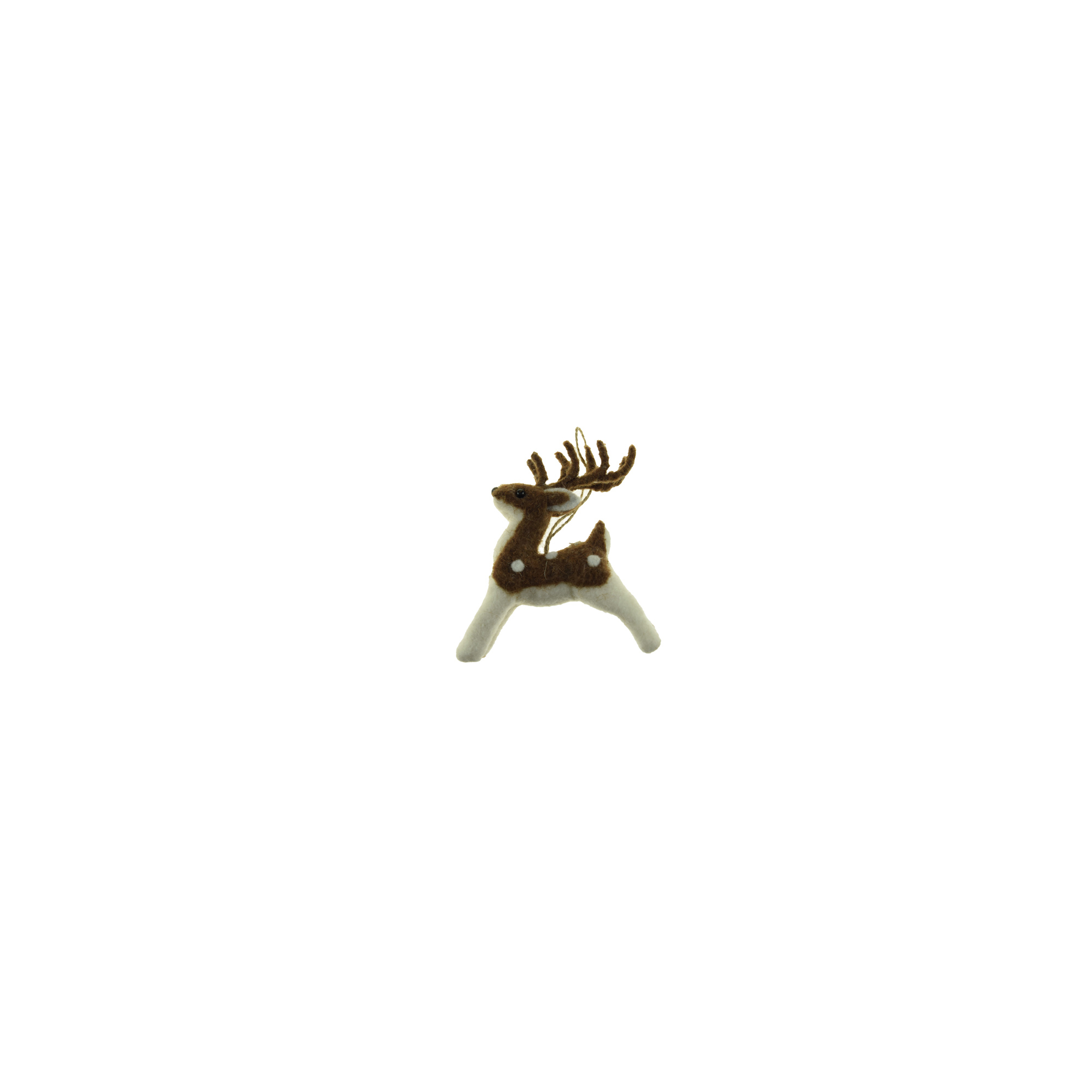 Figura szarvas textil 13cm barna/fehér