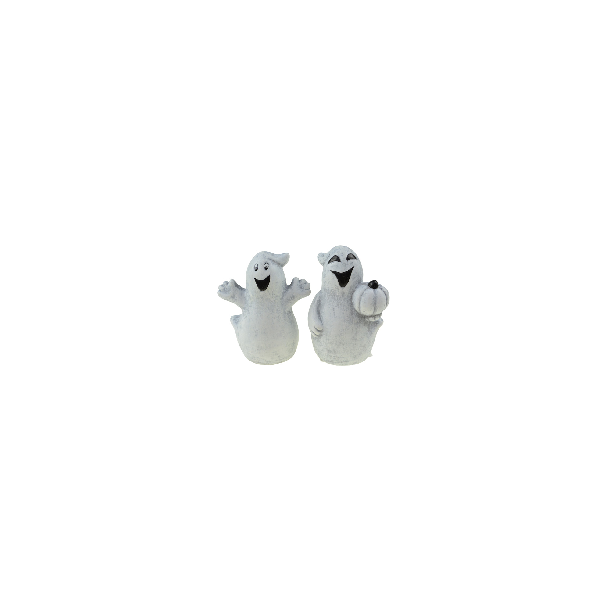 Figura szellem kerámia 8,2*5,5*10,5 cm tökkel 2 féle szürke