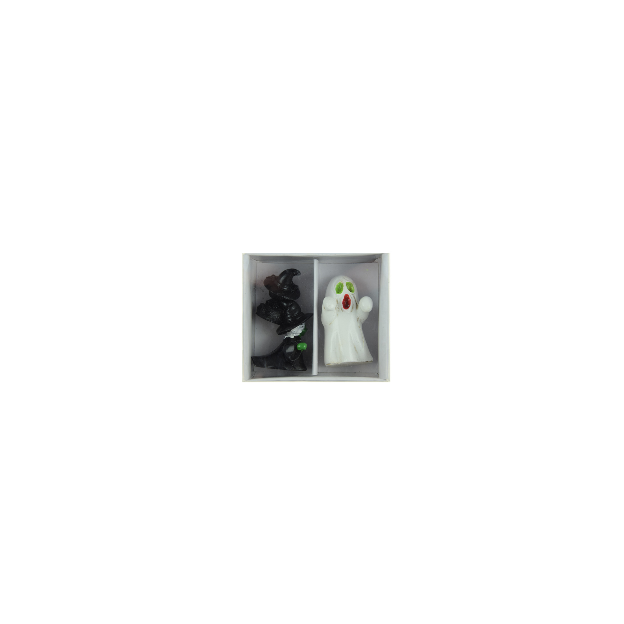 Figura szellem+boszorkány+macska poly 6,4cm s/3 fekete/fehér