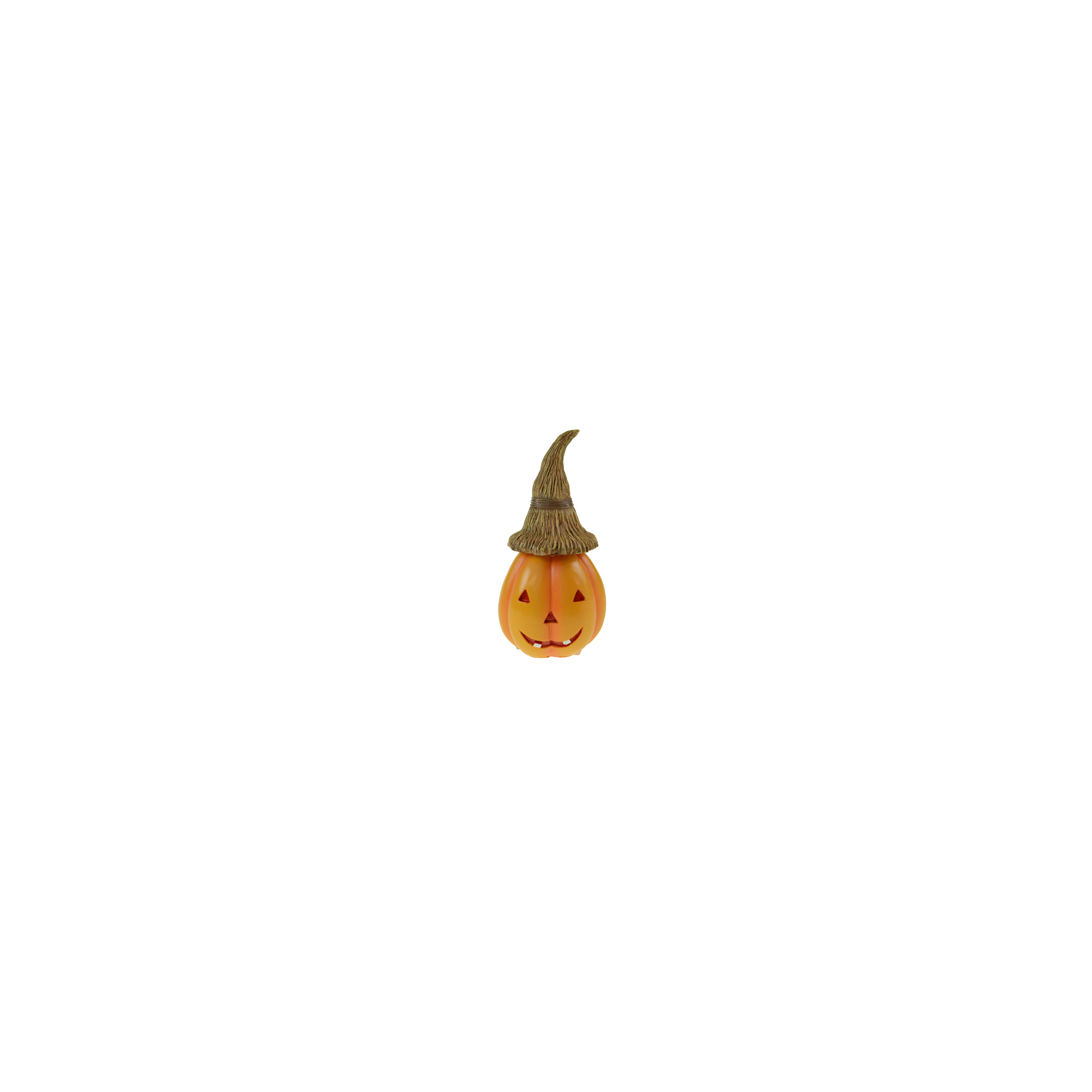 Figura tök poly 7,8*6,9*16 cm halloween kalappal narancs