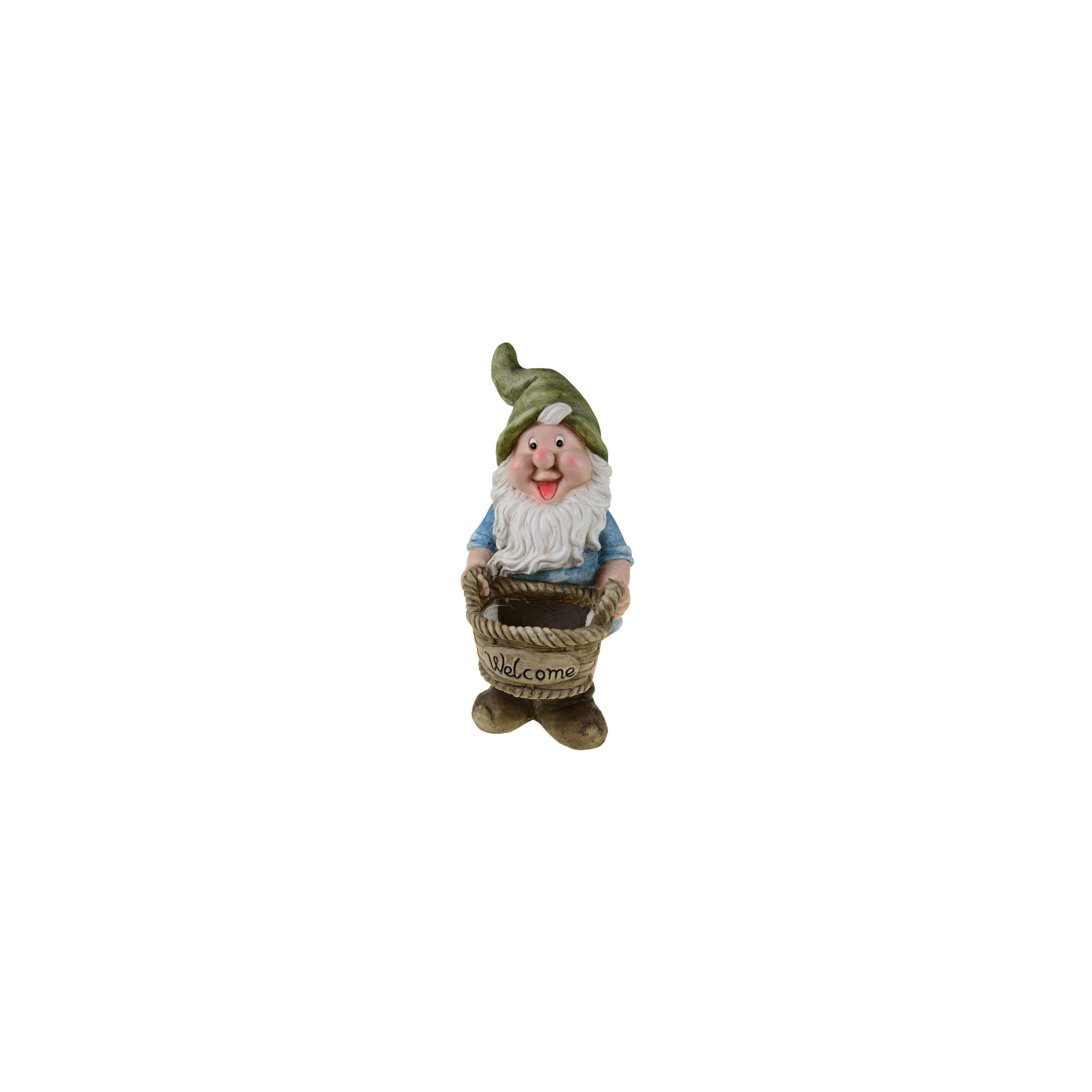 Figura törpe kerámia 21.5*19*43.5cm Welcome kaspóval barna
